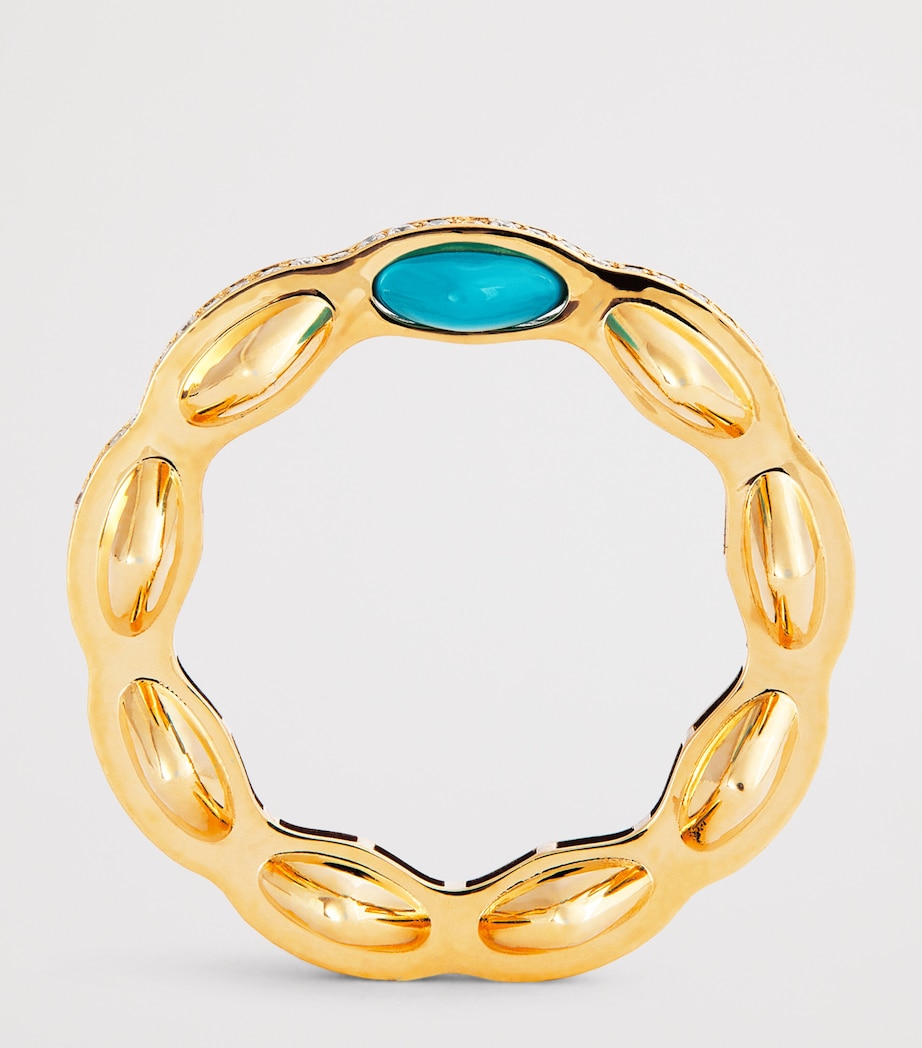 Yellow Gold, Diamond and Turquoise N*93 Heart Ring YELLOW GOLD Image 3