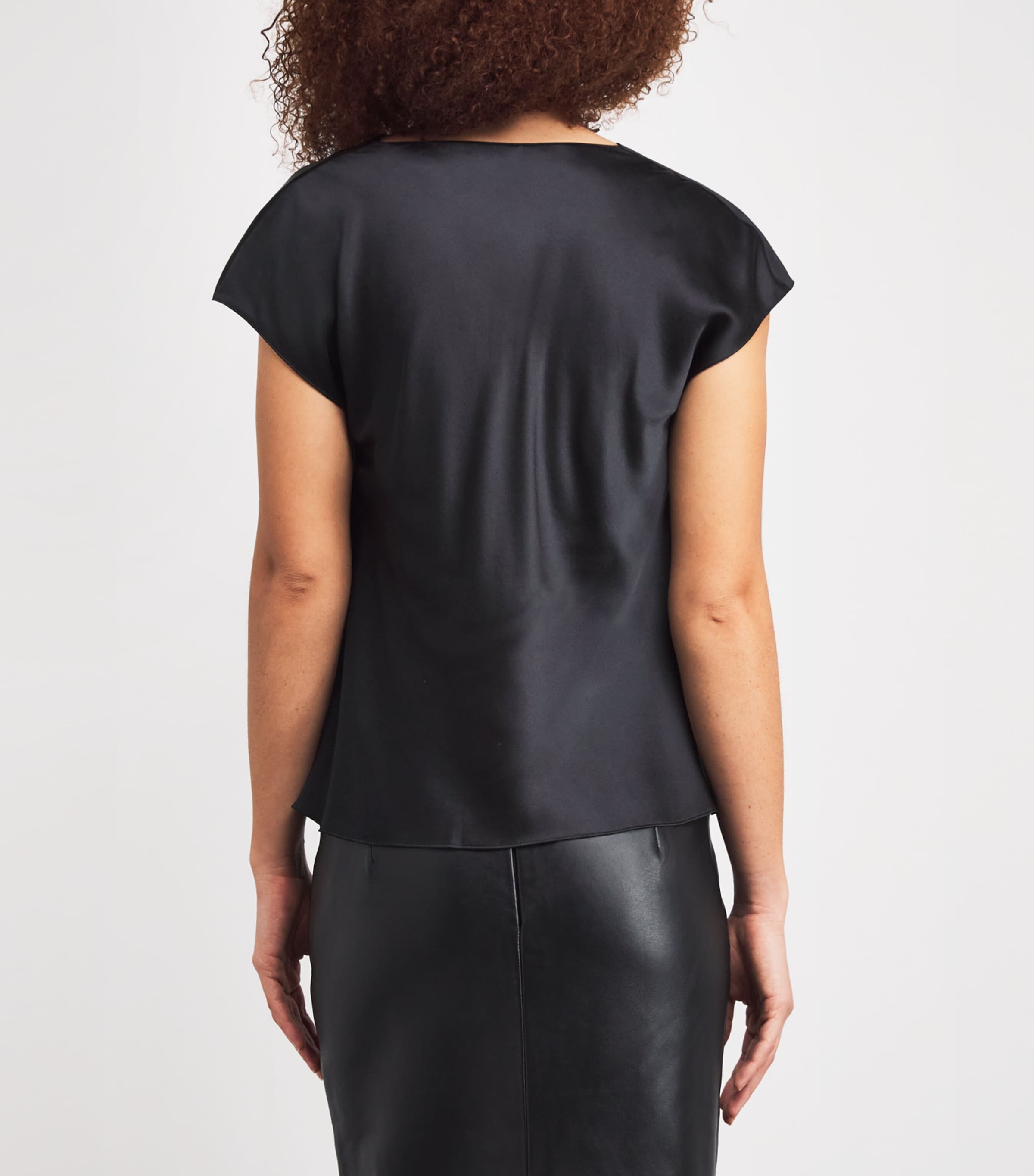 Silk Cowl-Neck Blouse 001BLK Image 4