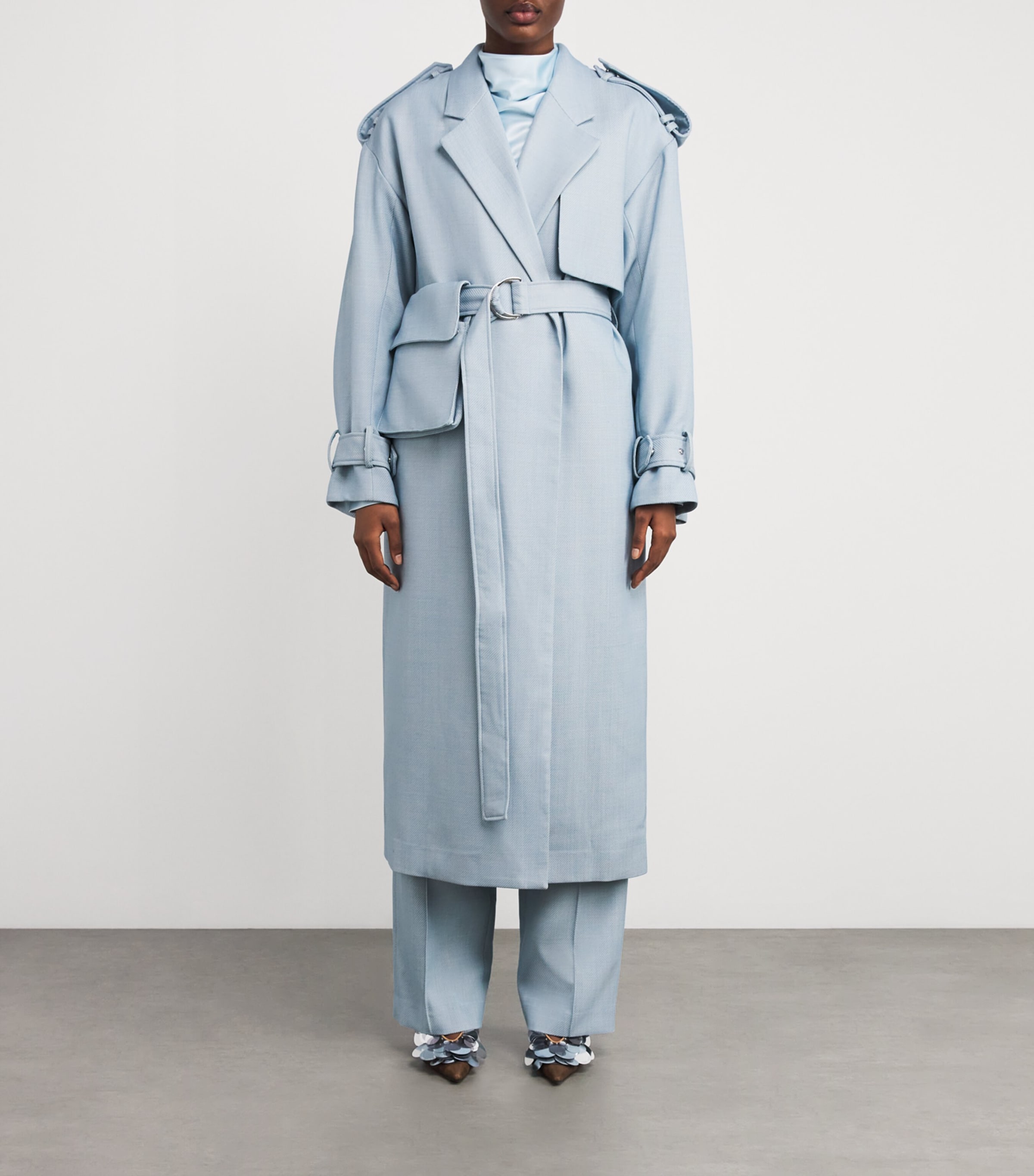 Wool-Blend Gehry Trench Coat L60 CHALKY BLUE Image 3
