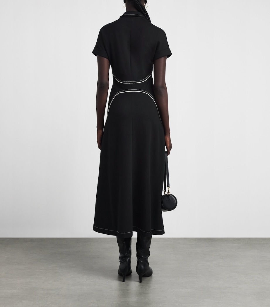 ME+EM Womens Stitch-Detail Fit-And-Flare Midi Dress Black Image 4
