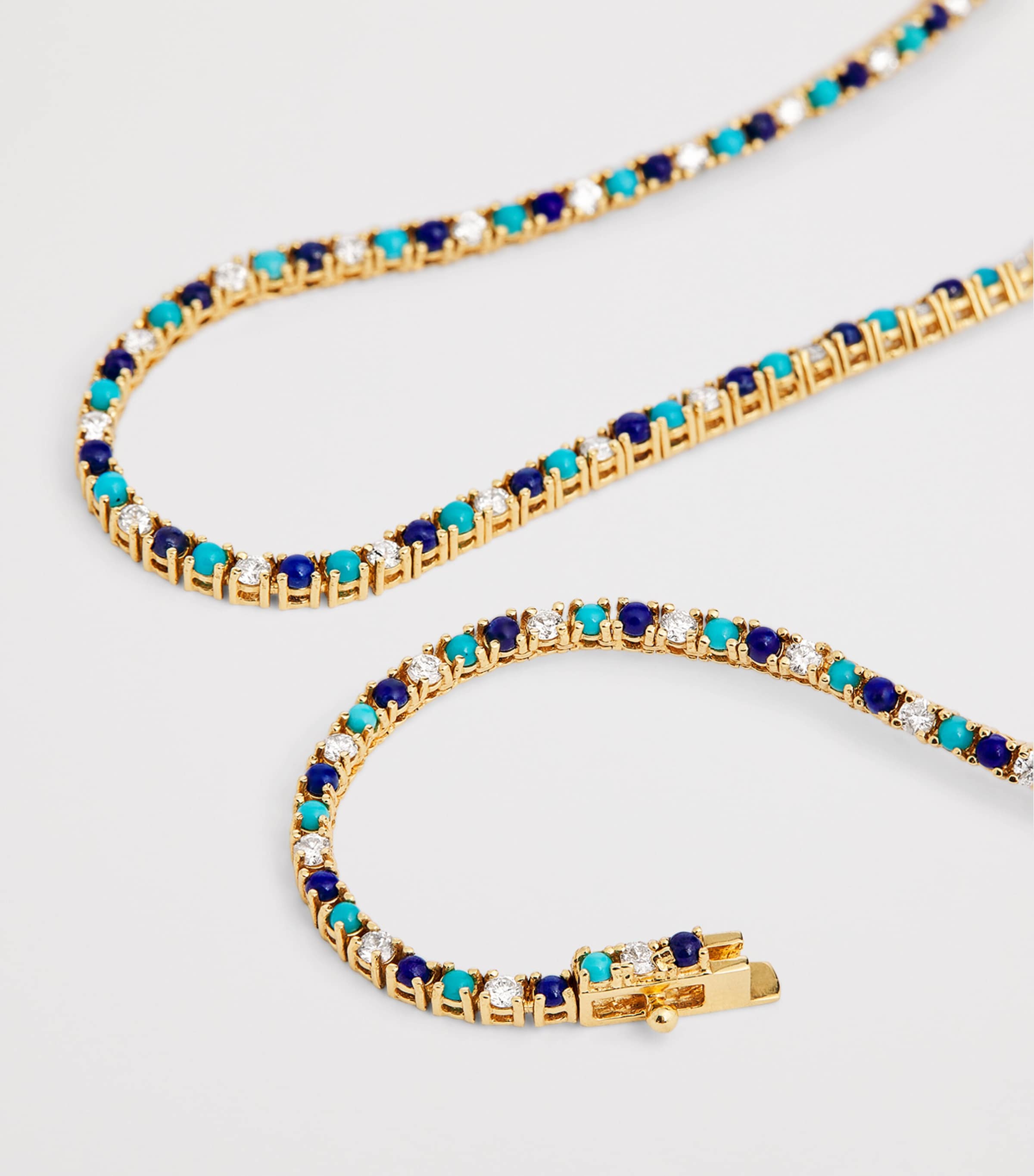 Yellow Gold, Diamond and Turquoise Four-Prong Tennis Bracelet YELLOW GOLD Image 3