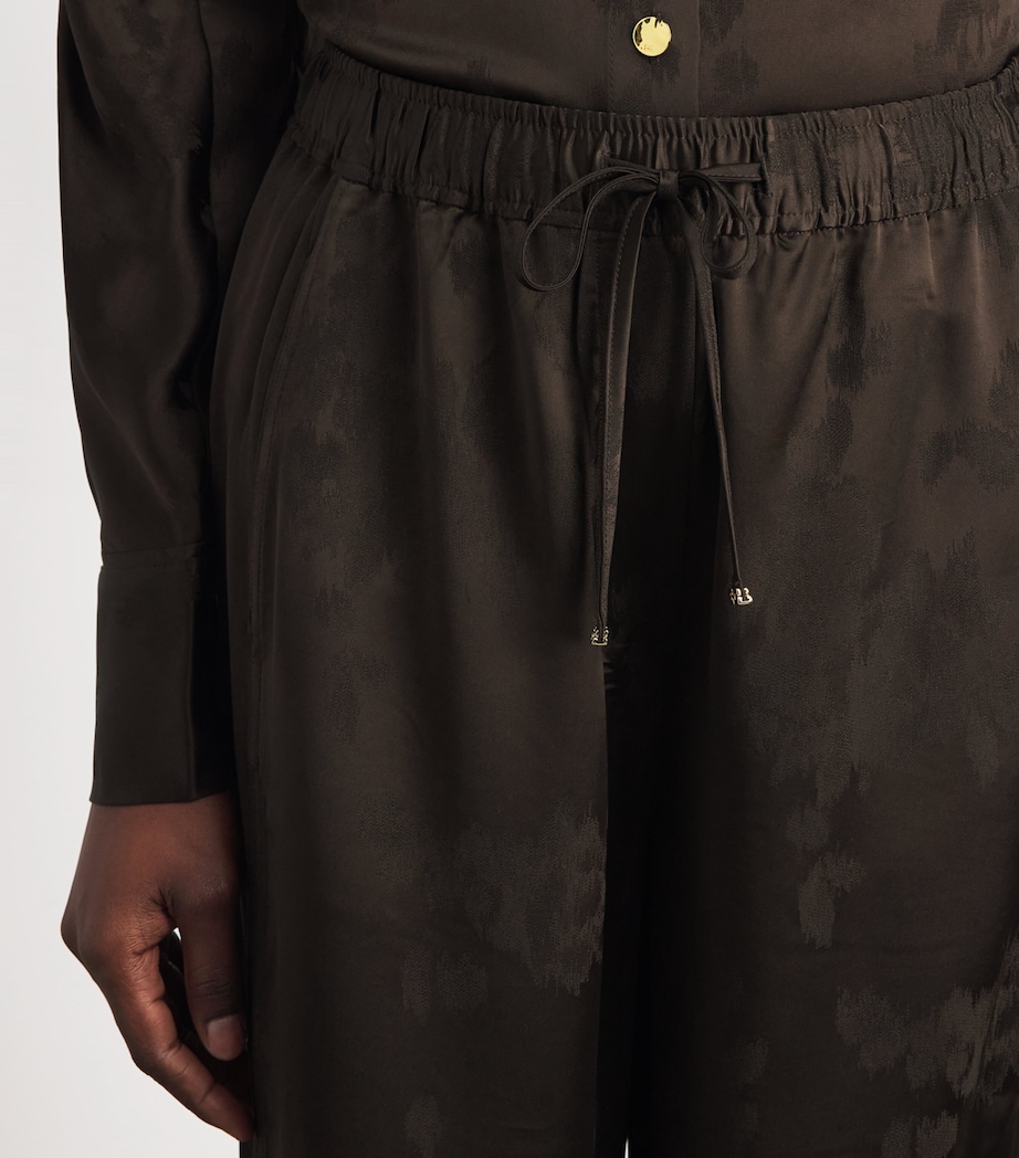 GANNI Womens Satin Jacquard Drawstring Trousers Zwx Demitasse Image 3