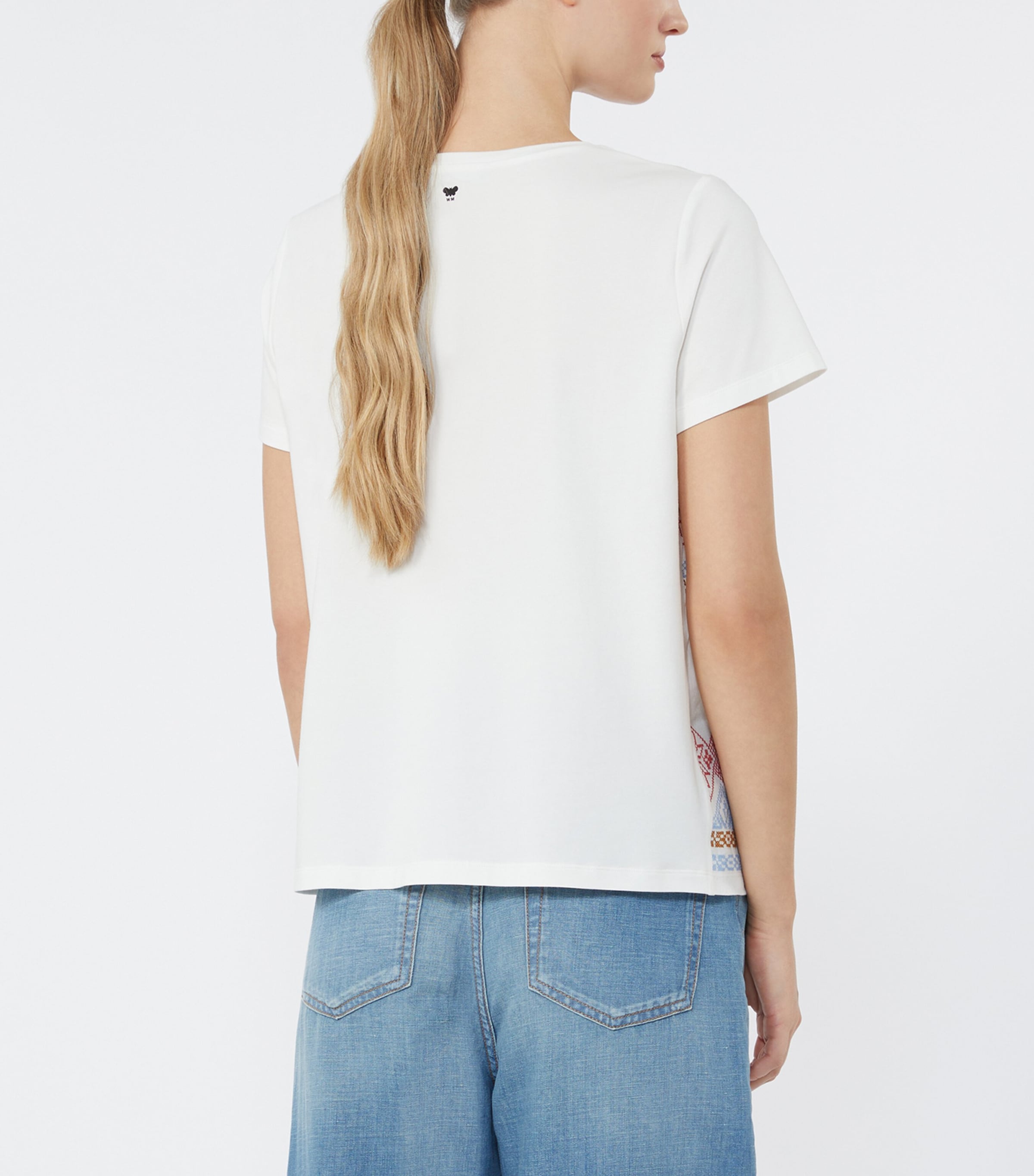 Weekend Max Mara Womens Cotton-Jersey Embroidered T-Shirt White Image 4