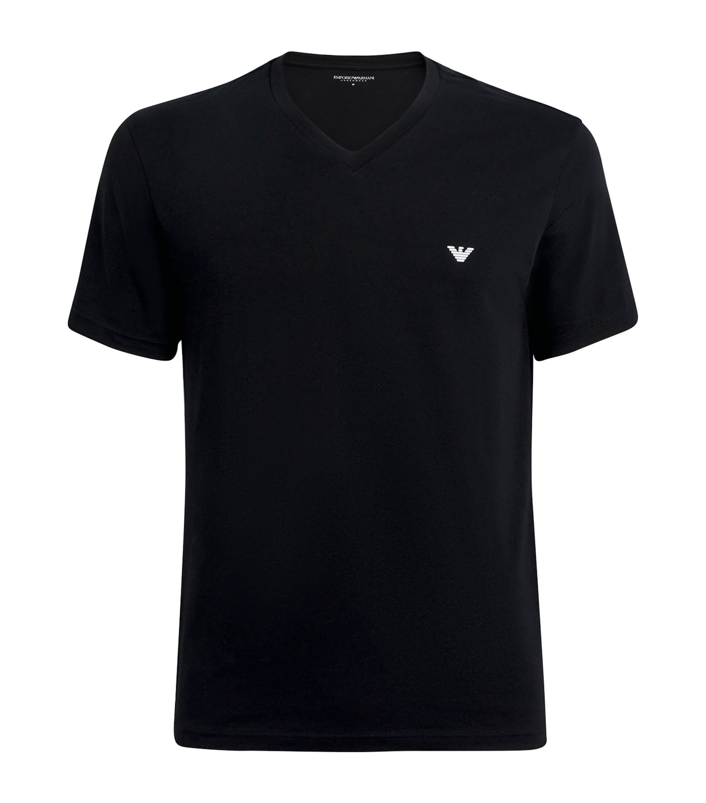 Stretch-Cotton Eagle Logo V-Neck T-Shirt UC001 BLACK Image 1