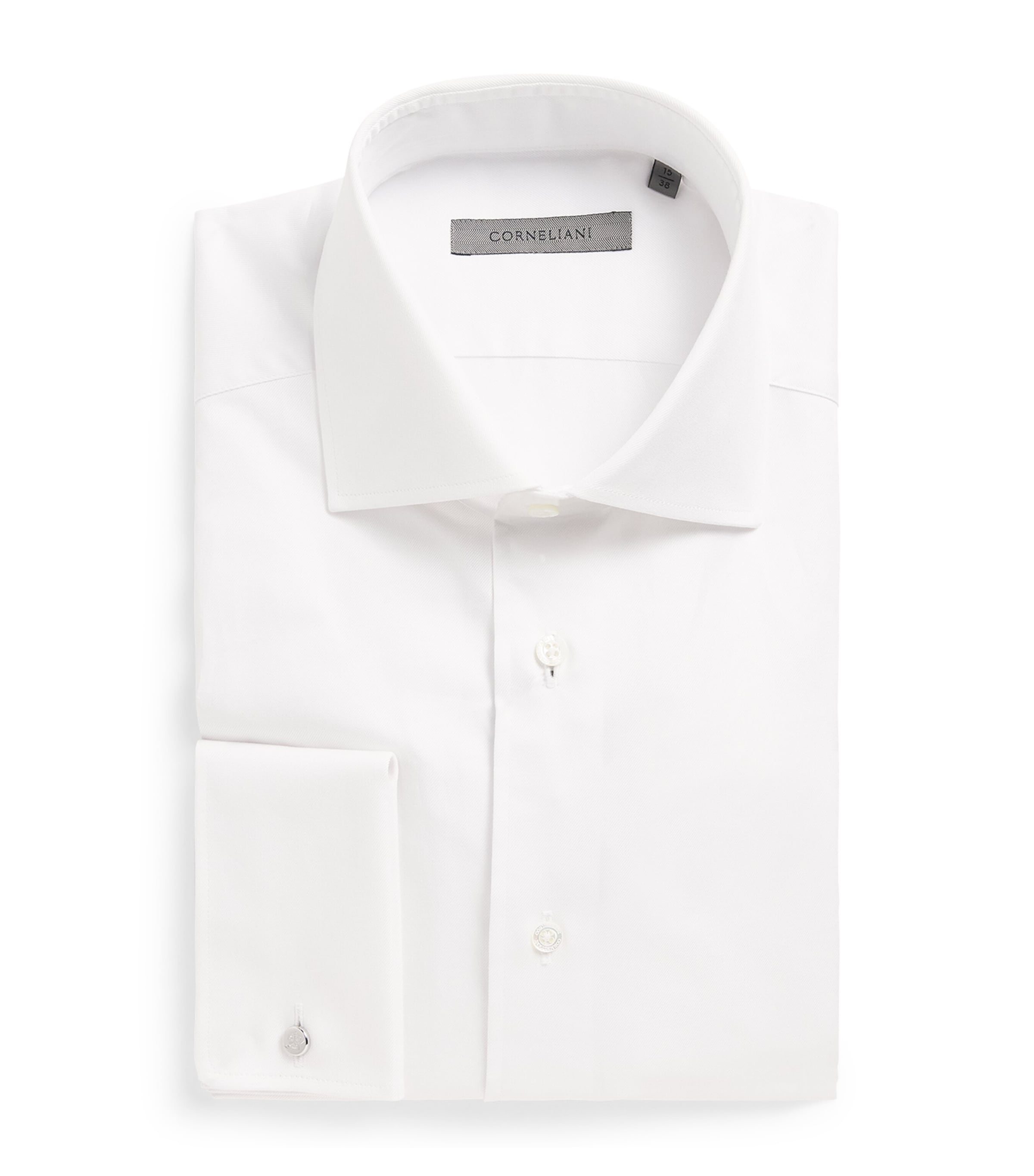 Corneliani Mens Cotton Twill Shirt Optical White Image 1