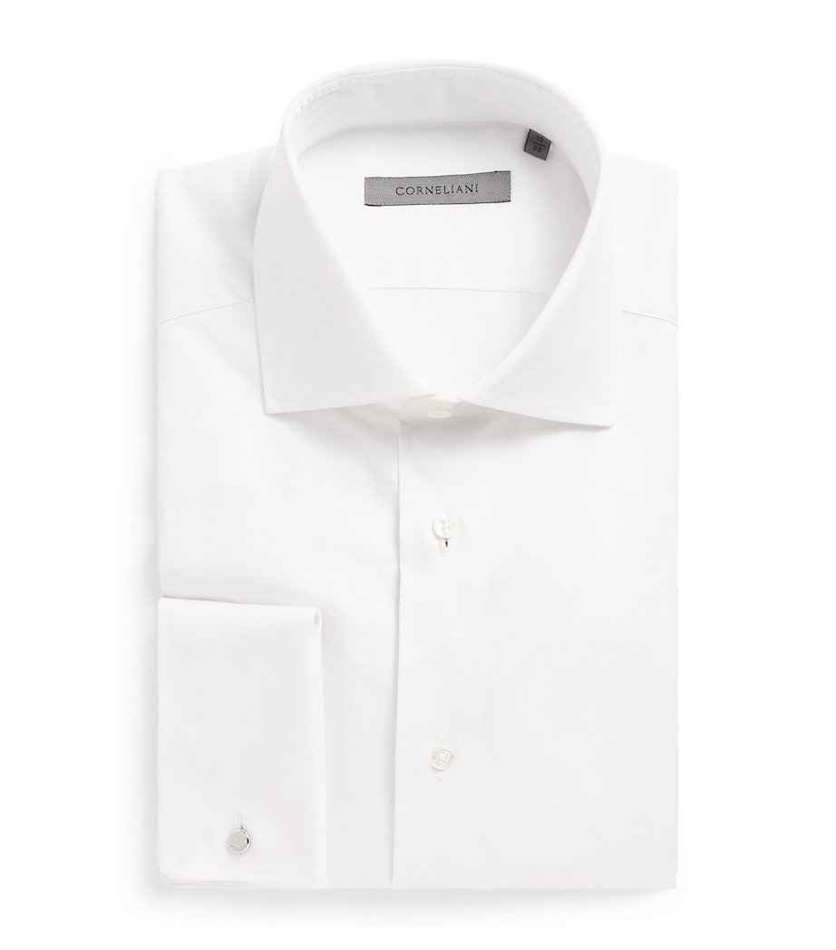 Corneliani Mens Cotton Twill Shirt Optical White Image 1