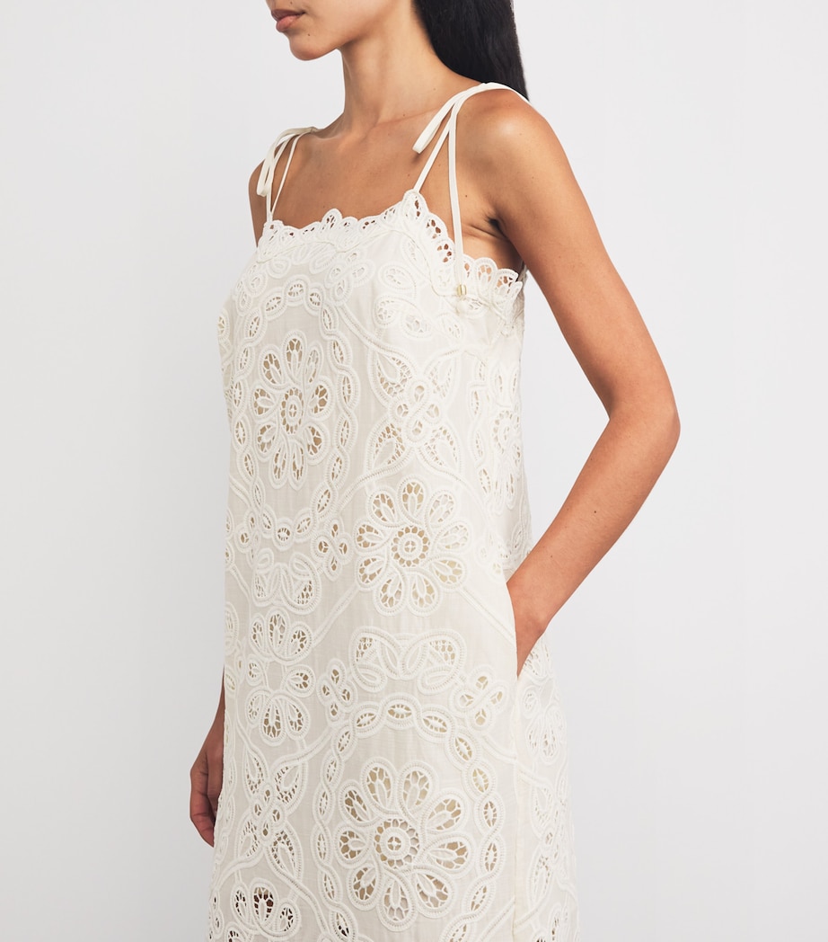 Cotton Rhiannon Embroidered Midi Dress IVO/IVORY Image 4