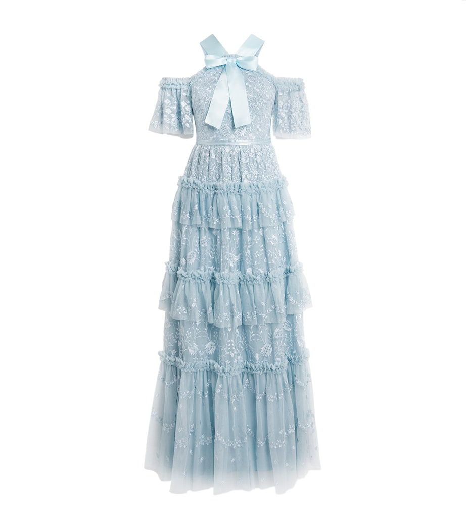 Needle & Thread Womens Tulle Embroidered Primrose Gown Aqa Aqua Image 1