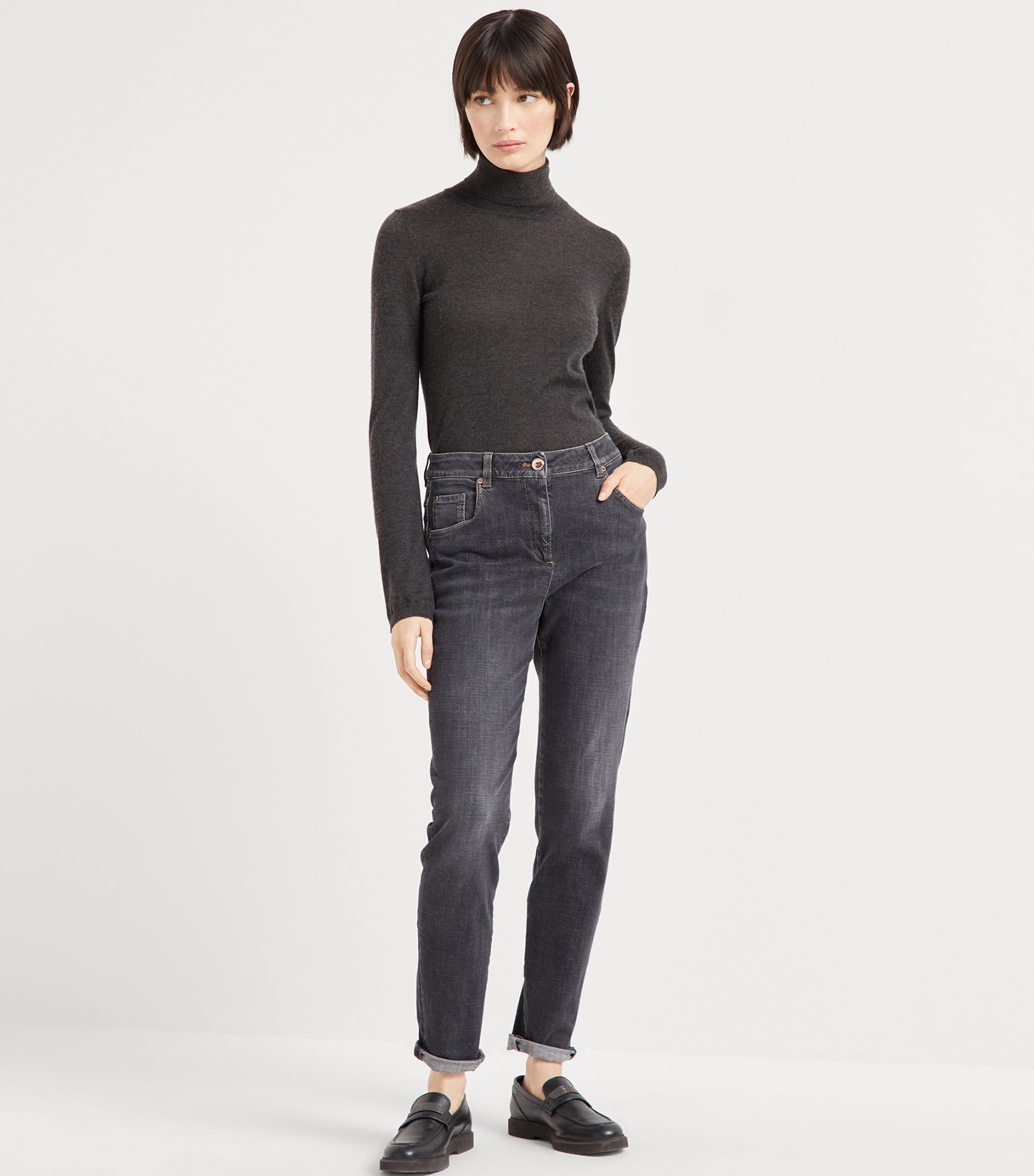 Brunello Cucinelli Womens Cashmere-Silk Turtleneck Sweater Image 4
