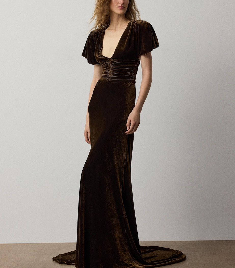 Ralph Lauren Collection Womens Velvet Charisse Gown Brown/evening Blue Image 3