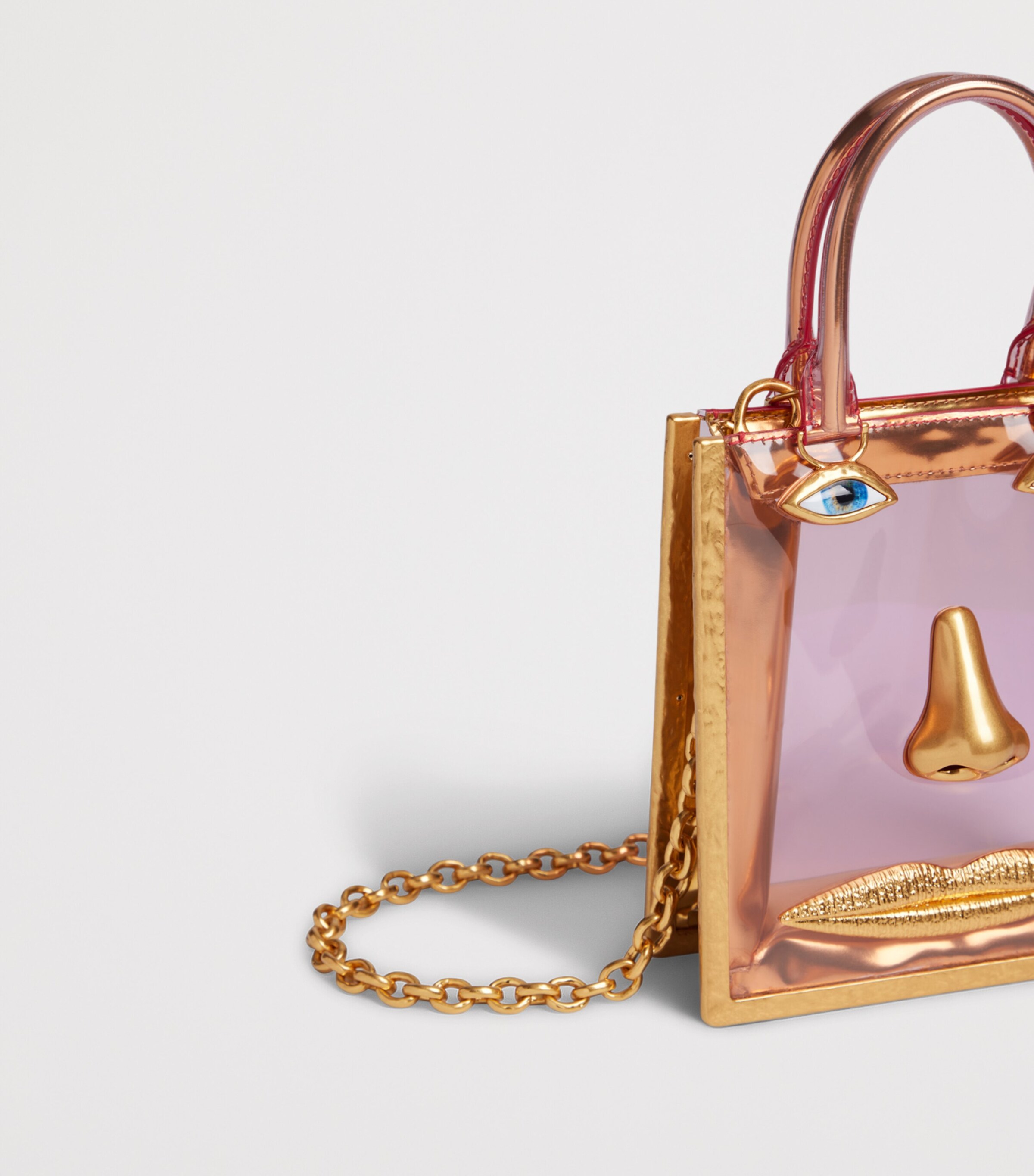 Schiaparelli Mini Vinyl Face Top-Handle Bag Gold/pink Image 6