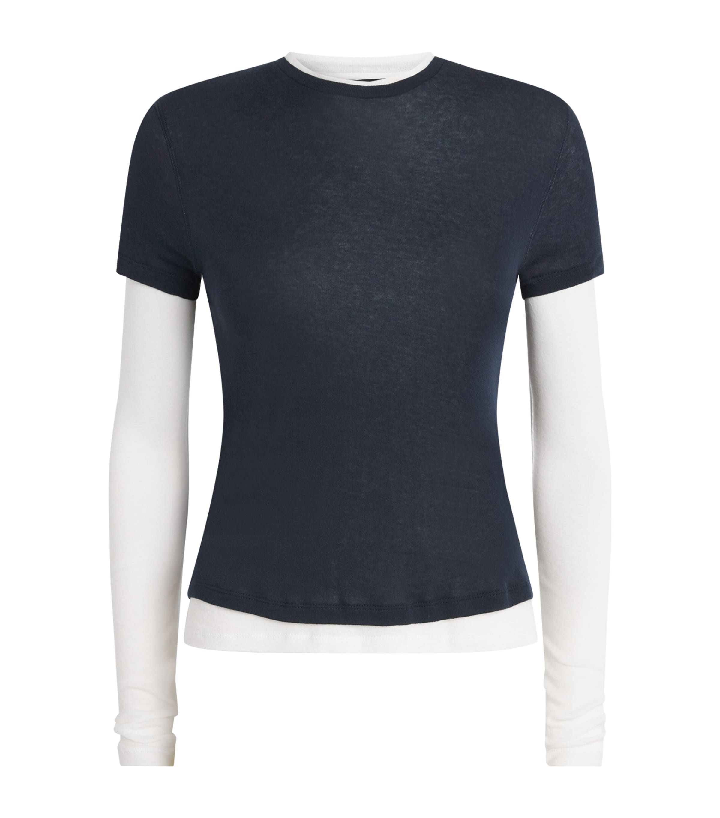 Me+em Cotton Layered Long-sleeve T-shirt In Blue