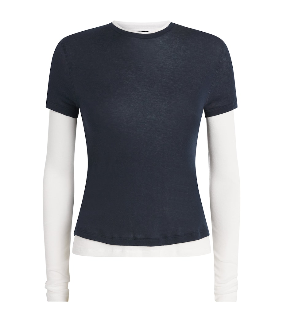 Cotton Layered Long-Sleeve T-Shirt NAVY/SOFT WHITE Image 1