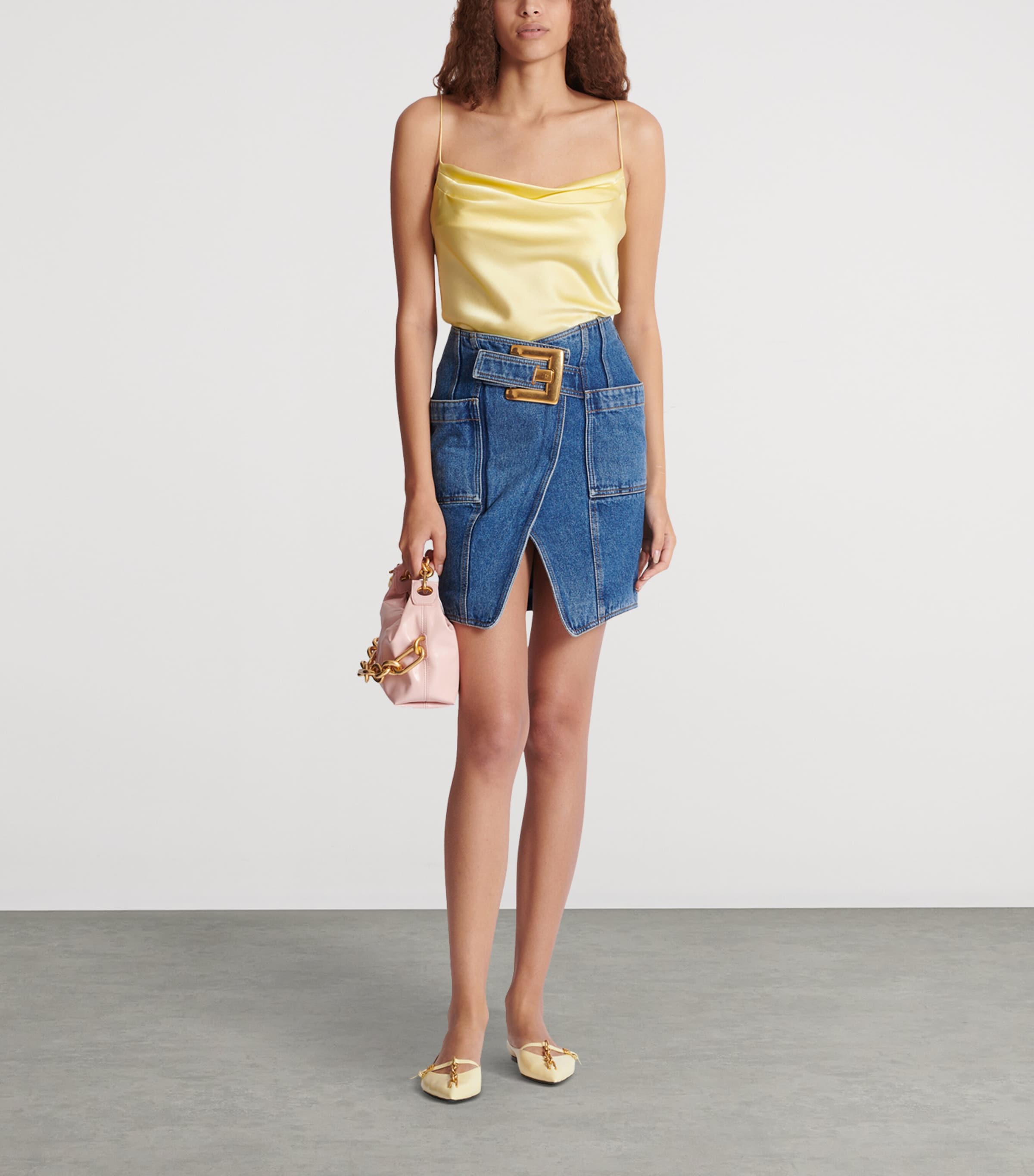 Denim Belted Mini Skirt 6EX BLEU JEAN FONCE Image 3
