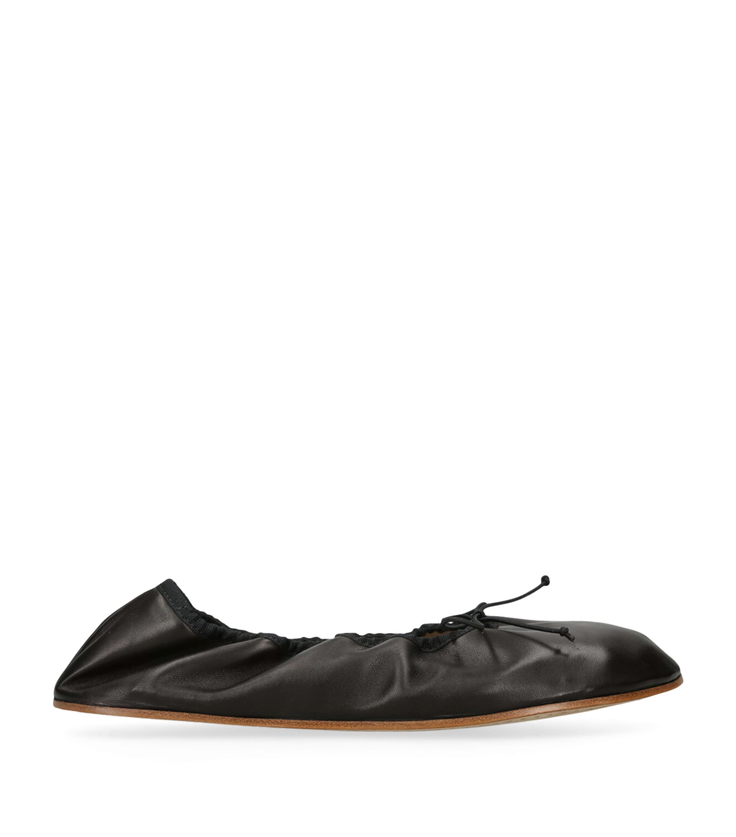 The Row Charcoal Leather Awar Ballerinas In Black