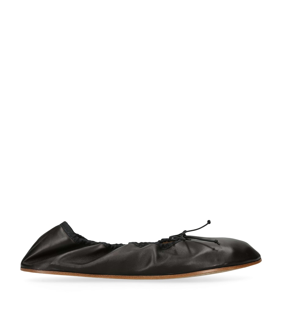 Nappa Leather Round Ballet Flats BLACK Image 1
