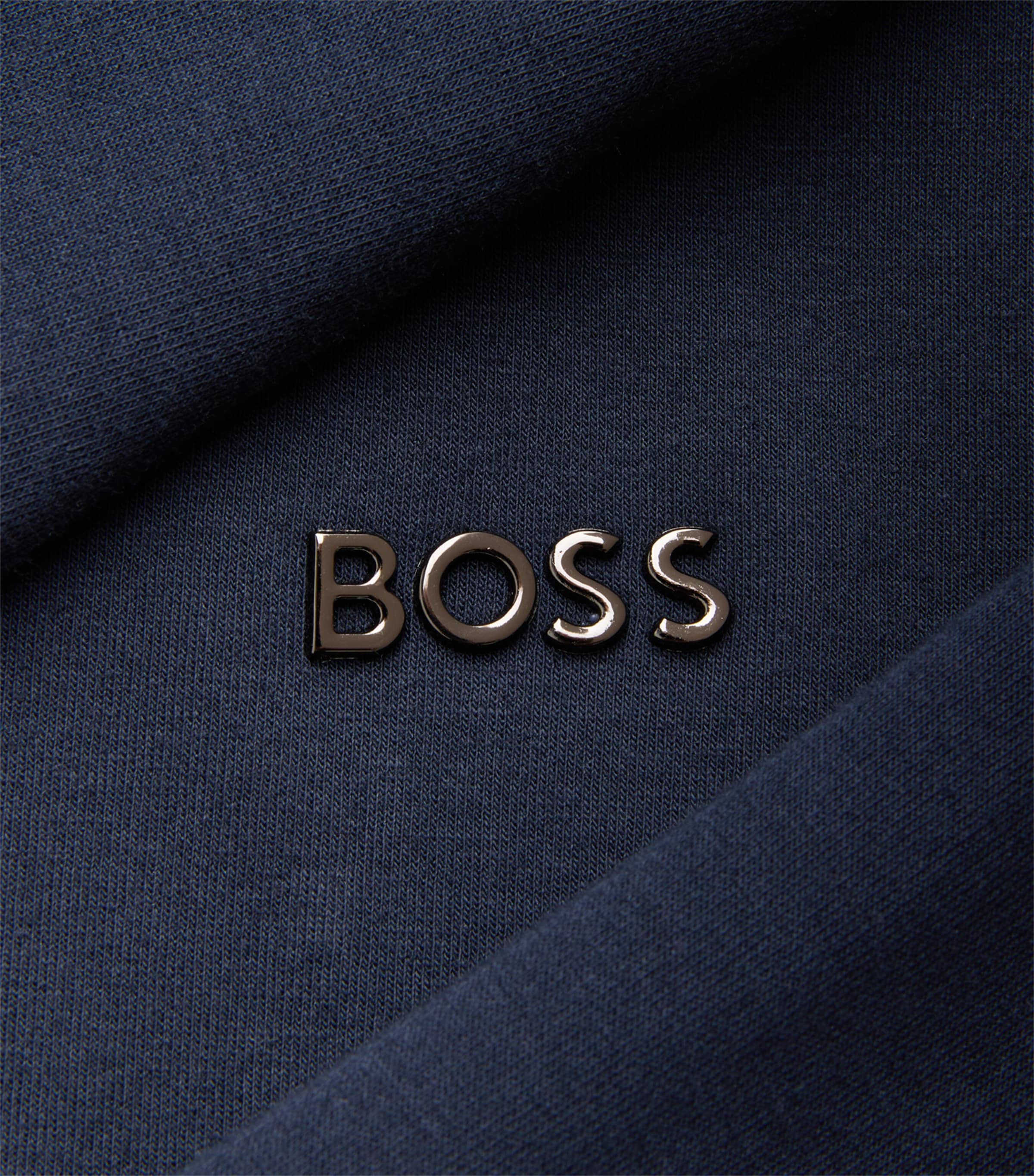 BOSS Mens Contrast-Trim Sense Zip-Up Hoodie Dark Blue Image 6