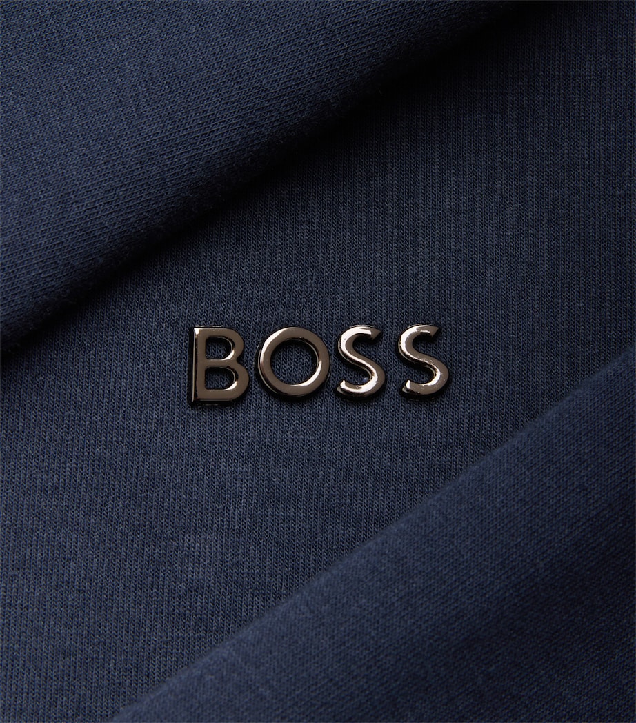 BOSS Mens Contrast-Trim Sense Zip-Up Hoodie Dark Blue Image 6