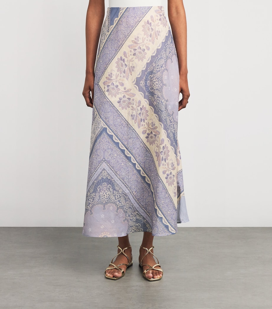 Printed Lucky Bias Maxi Skirt BLUBA BLUE BANDANA Image 3