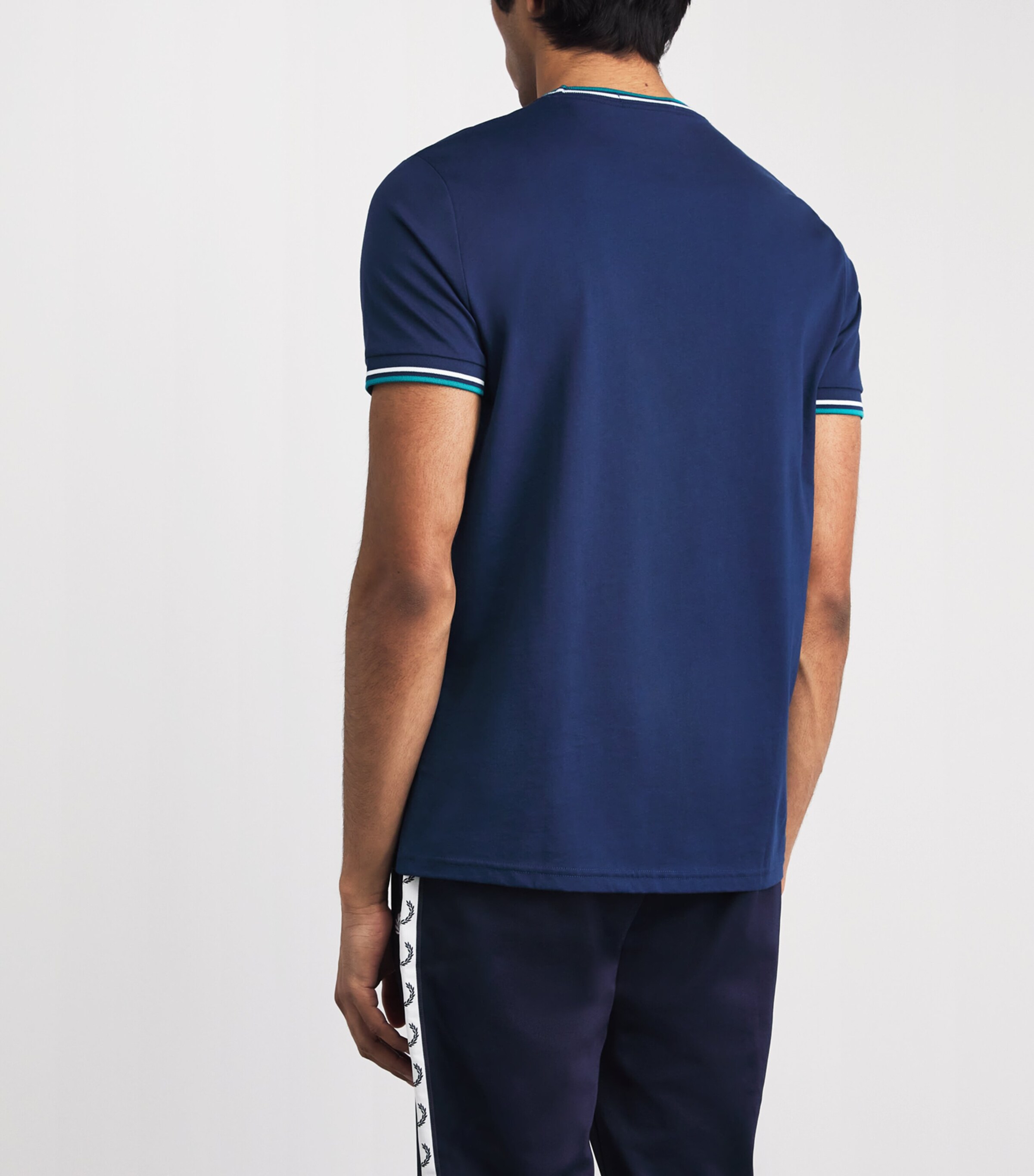Fred Perry Mens Cotton Twin Tipped T-Shirt T Blue/whit/mint Image 5