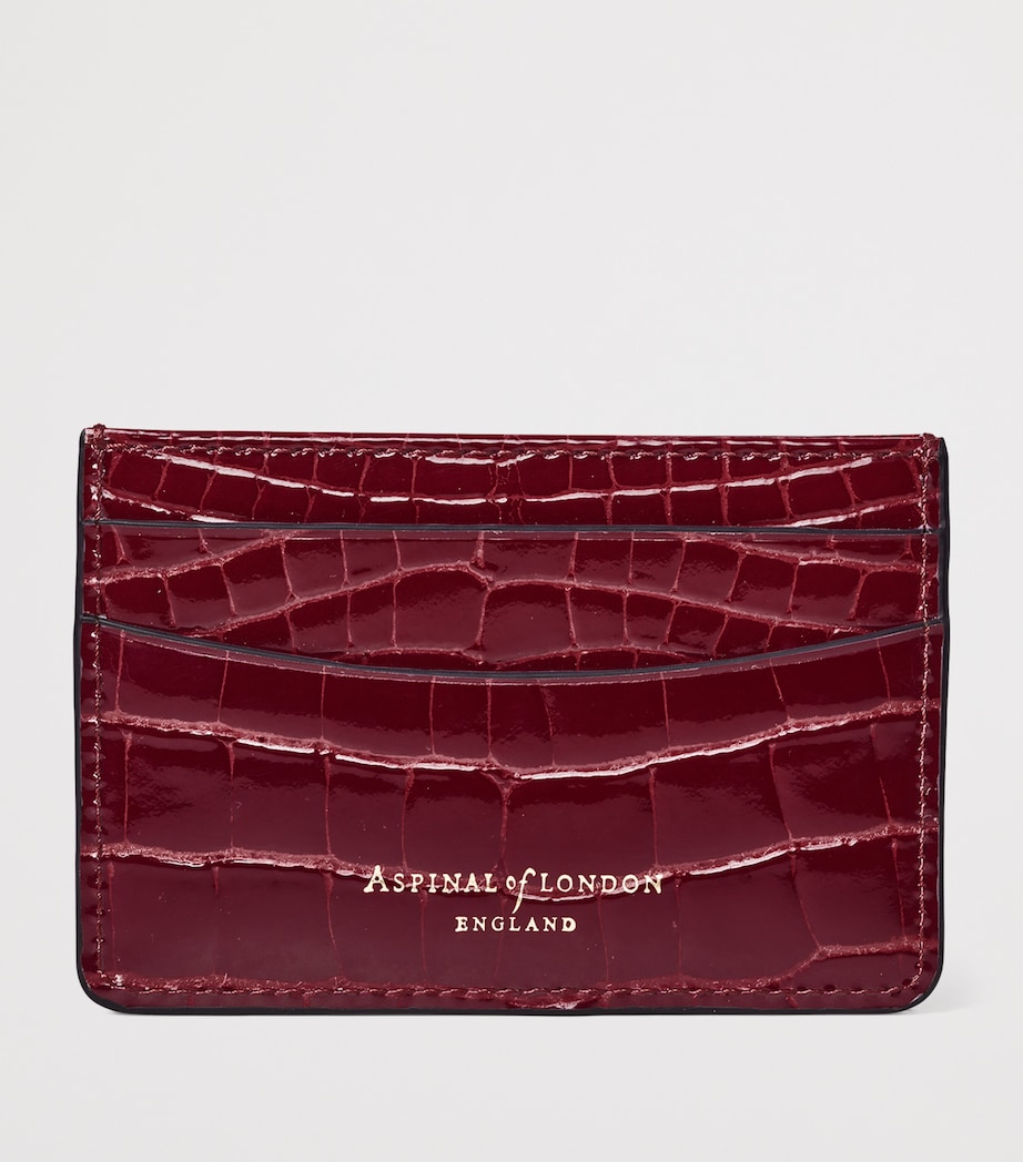 Leather Croc-Embossed Slim Card Holder MERLOT Image 2