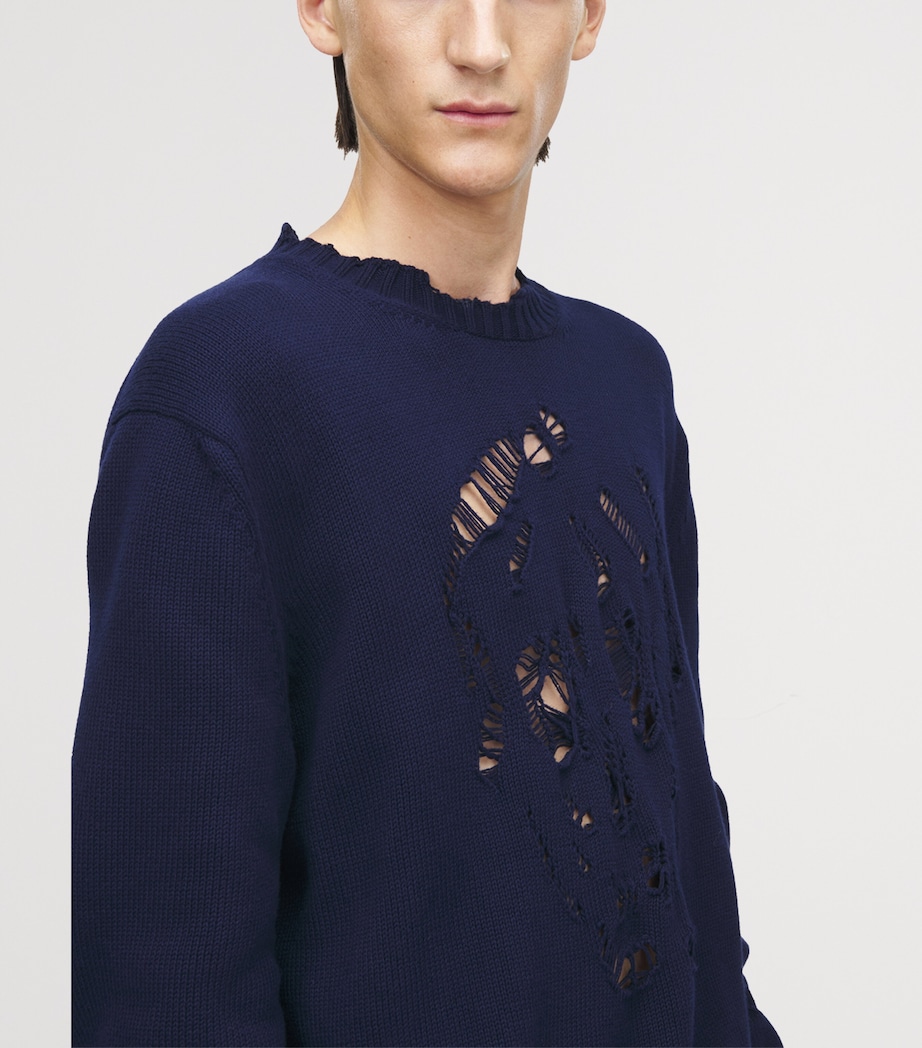 Cotton Distressed Skull Sweater 4100 Image 6