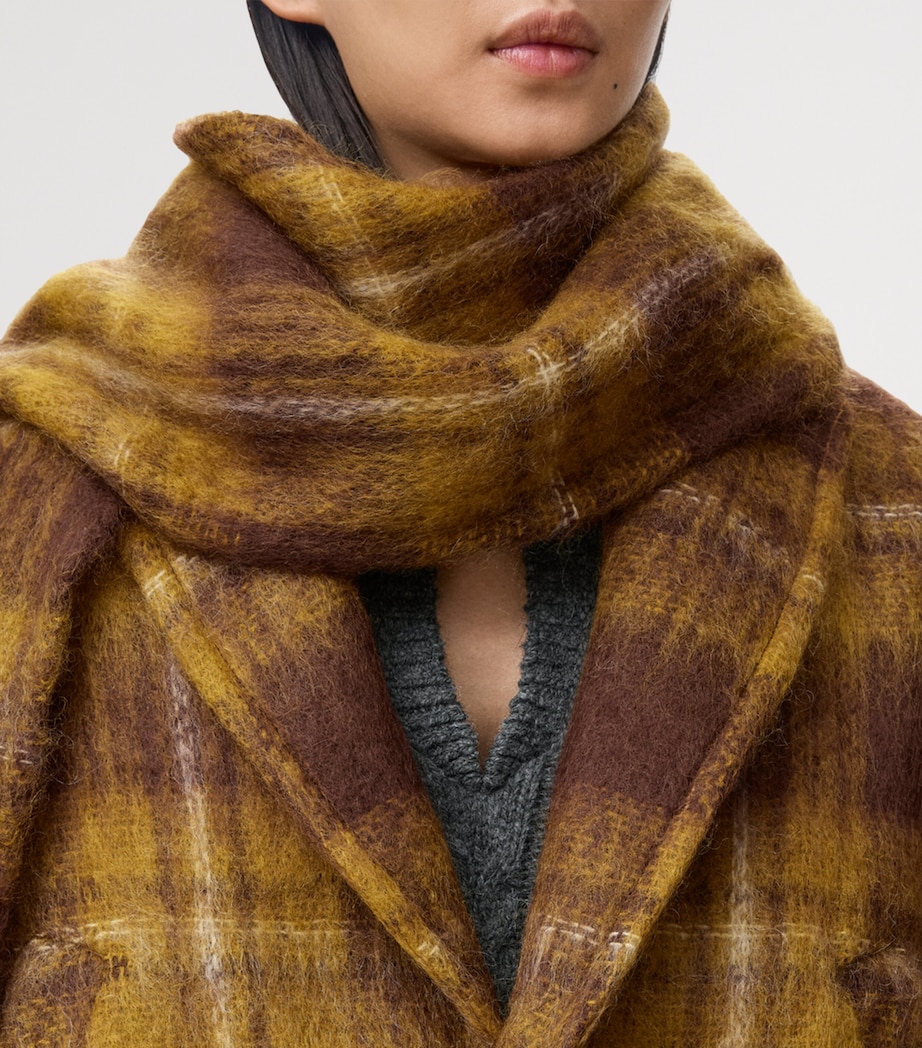 Mohair-Wool Scarf-Detail Check Coat YELLOW/MULTICOLOR Image 6