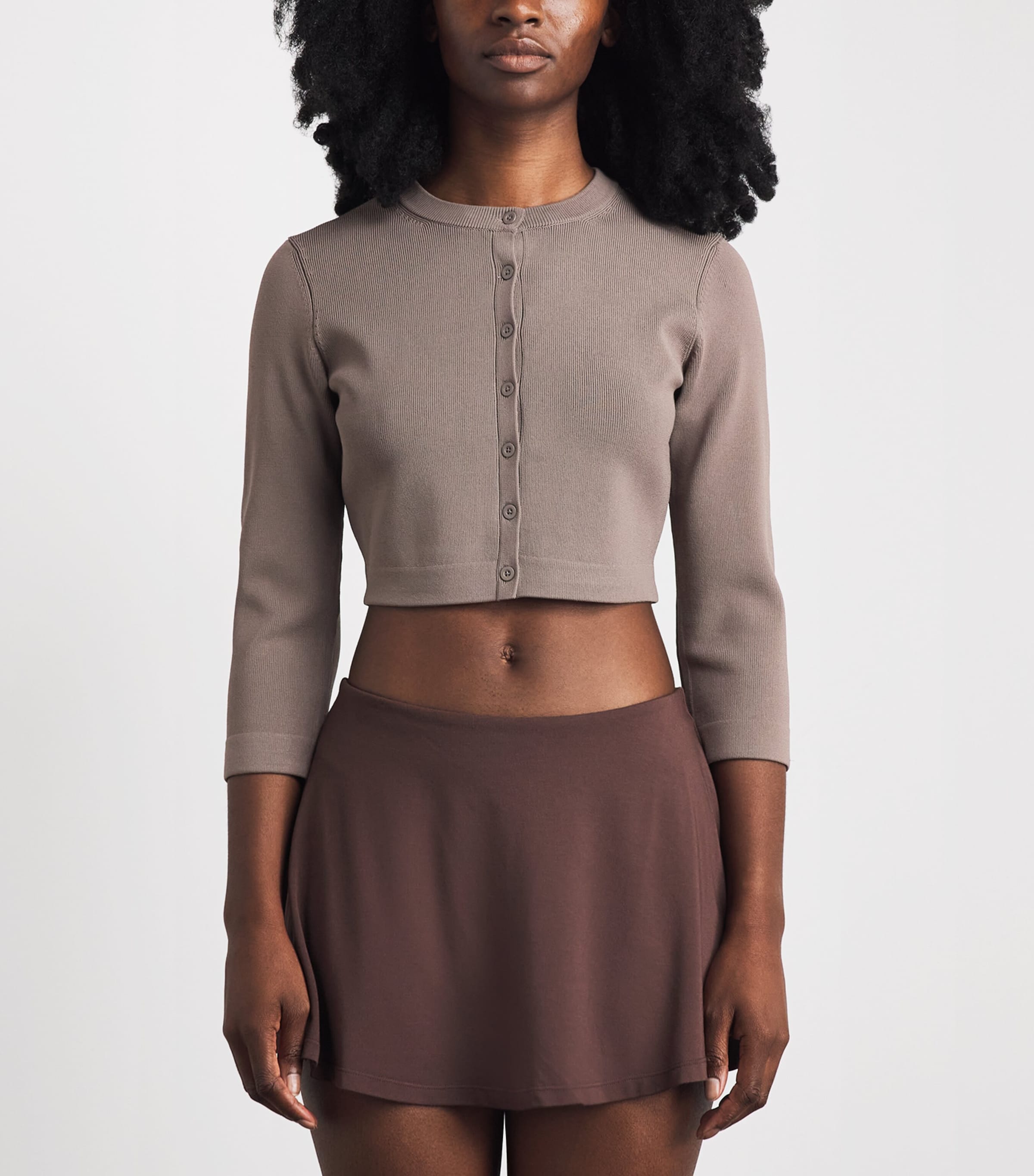 Skims Womens Refined Knit Crop Cardigan Amethyst Image 4