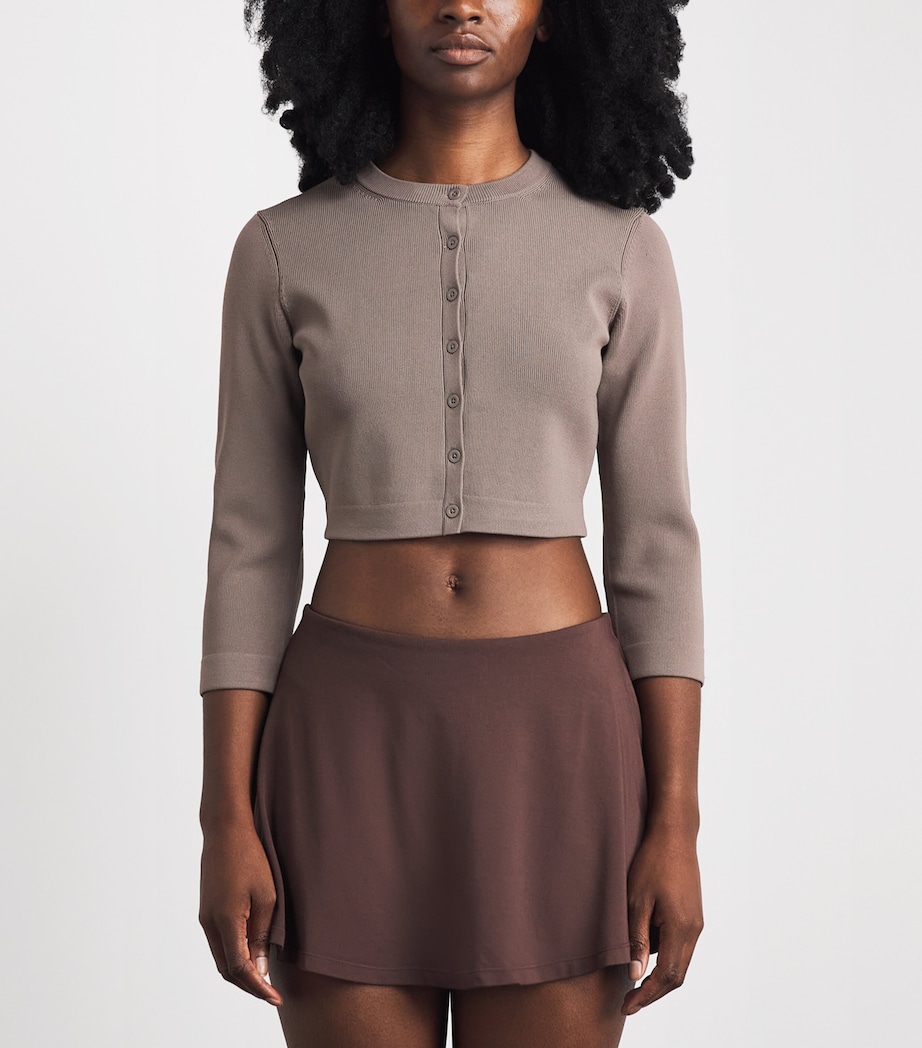 Skims Womens Refined Knit Crop Cardigan Amethyst Image 4