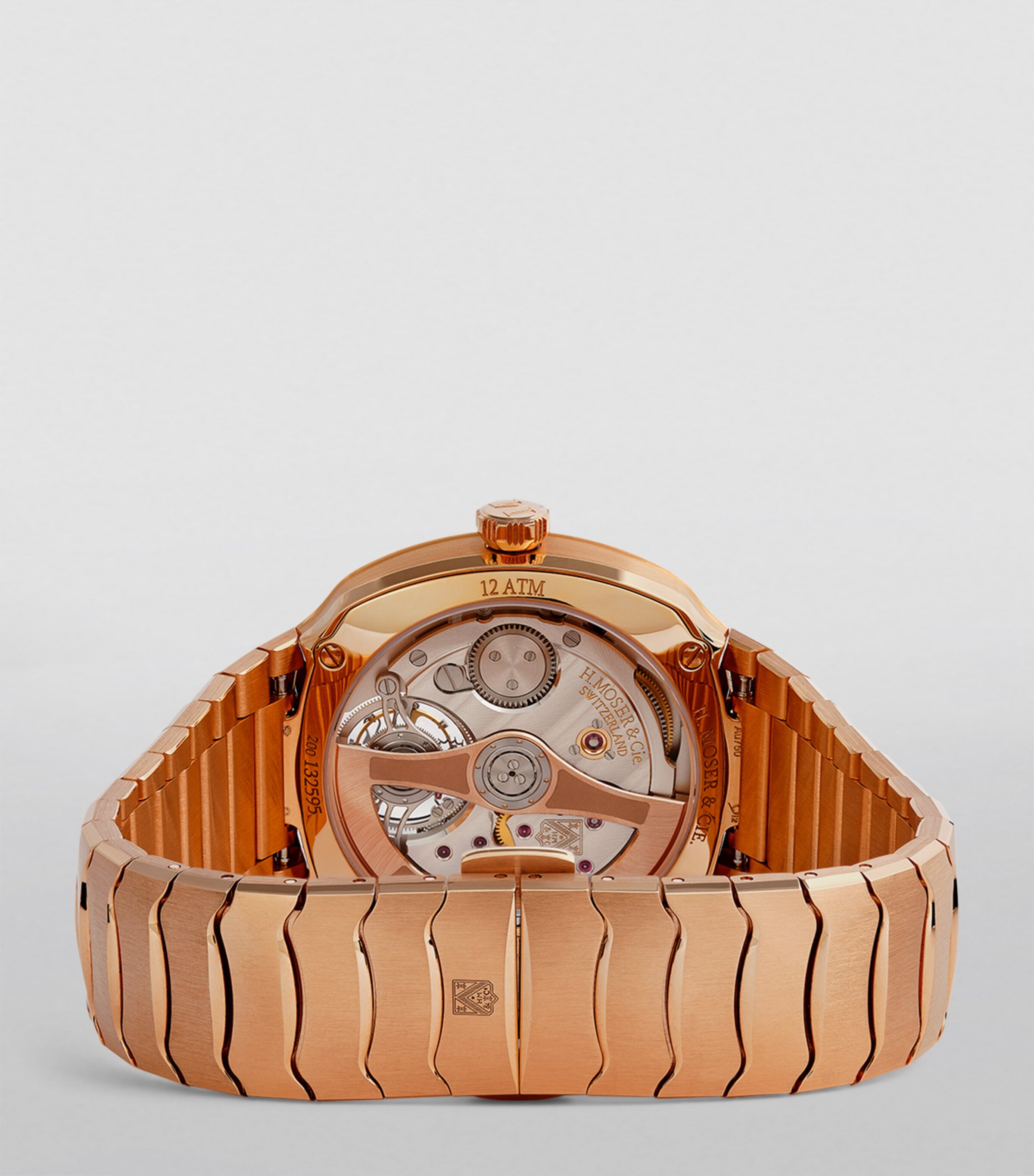 H. Moser & Cie Red Gold and Sapphire Streamliner Tourbillon Watch 40mm Black Image 2