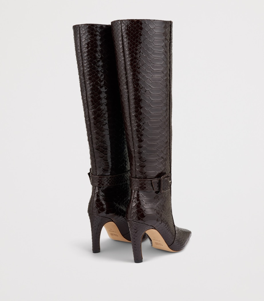 Malone Souliers Embossed Leather Raven Knee-High Boots 90 Dark Brown Image 4