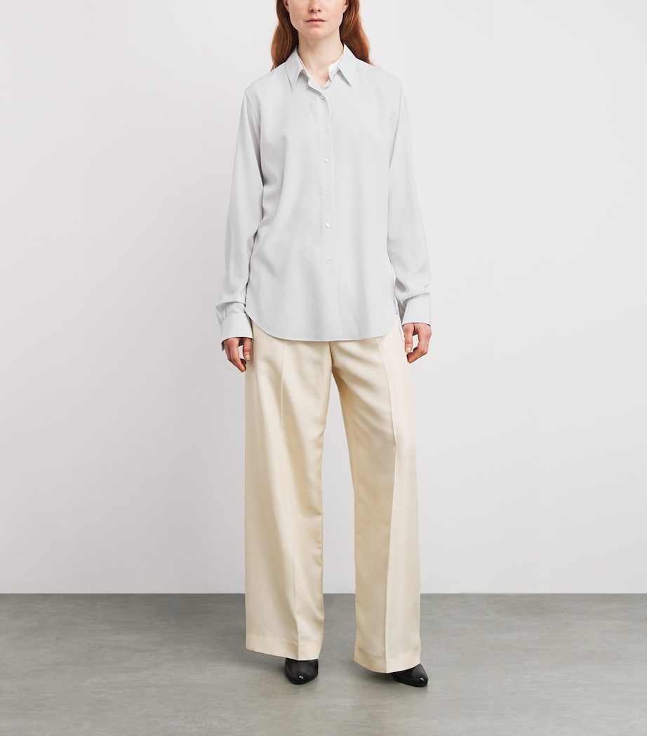The Row Womens Fiora Silk Stripe Shirt White W/ Blue Image 2