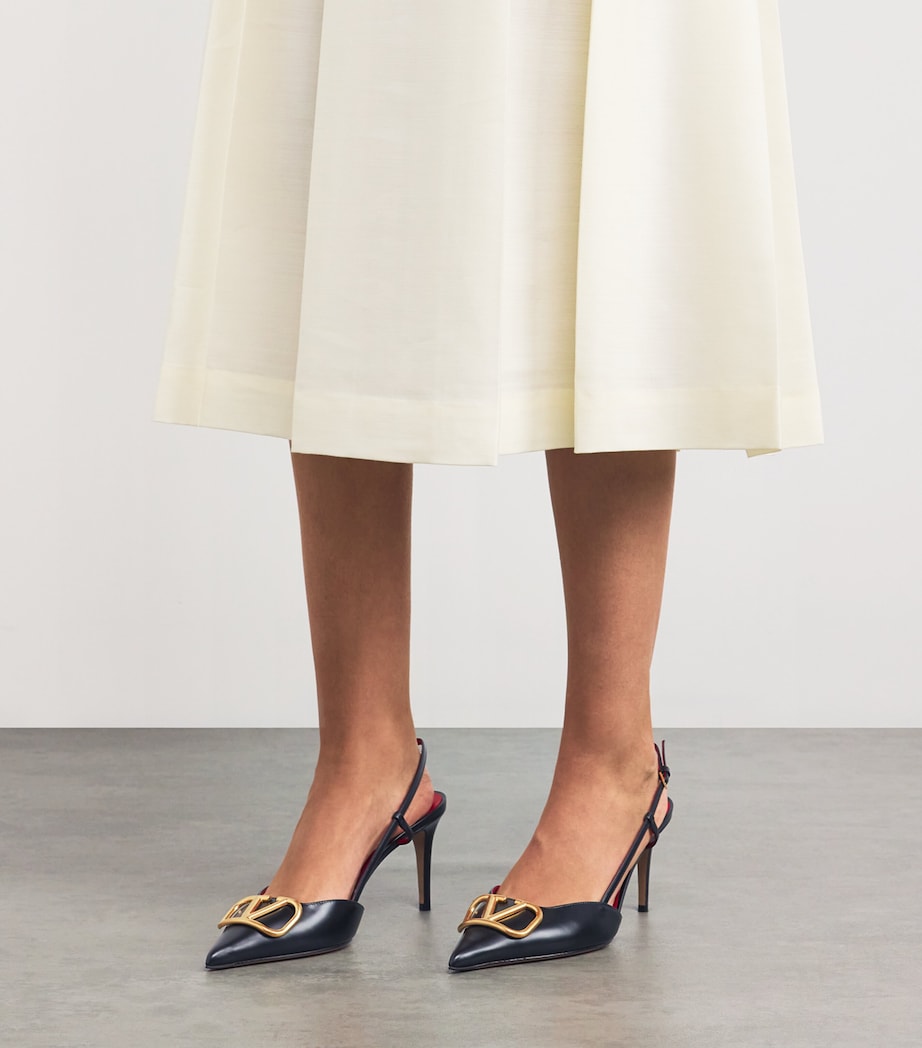 Valentino Garavani VLOGO Slingback Pumps 80 BLACK Image 2