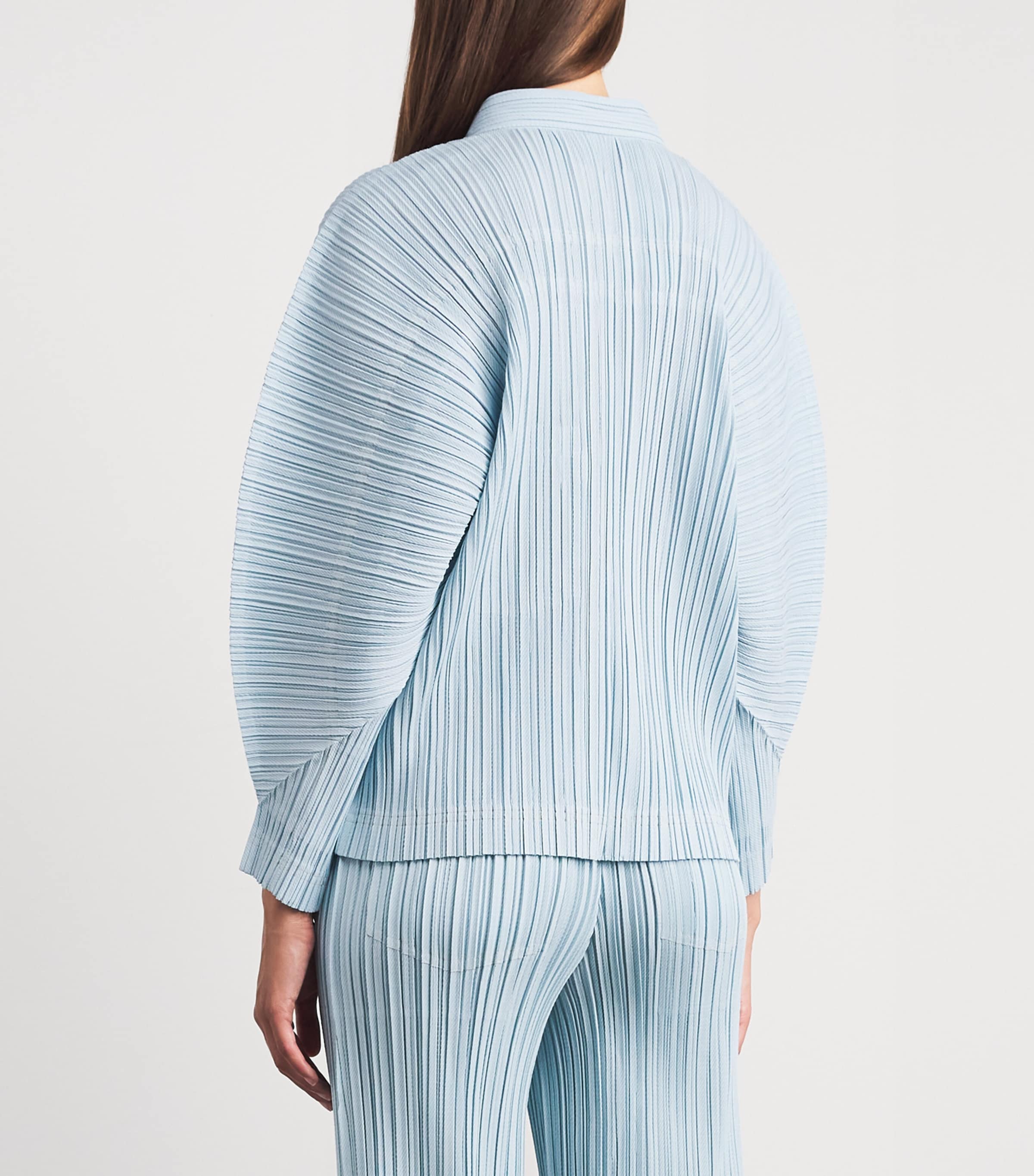 PLEATS PLEASE◆COTTON DENIM 5 LIGHT BLUE Pleats Please Issey Miyake Blue Cotton Denim Jacket | Harrods US