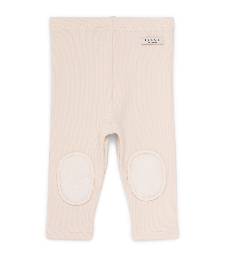 Donsje Stretch-Cotton Patch-Detail Keene Leggings (0 Months-4 Years) Macaroon Image 1