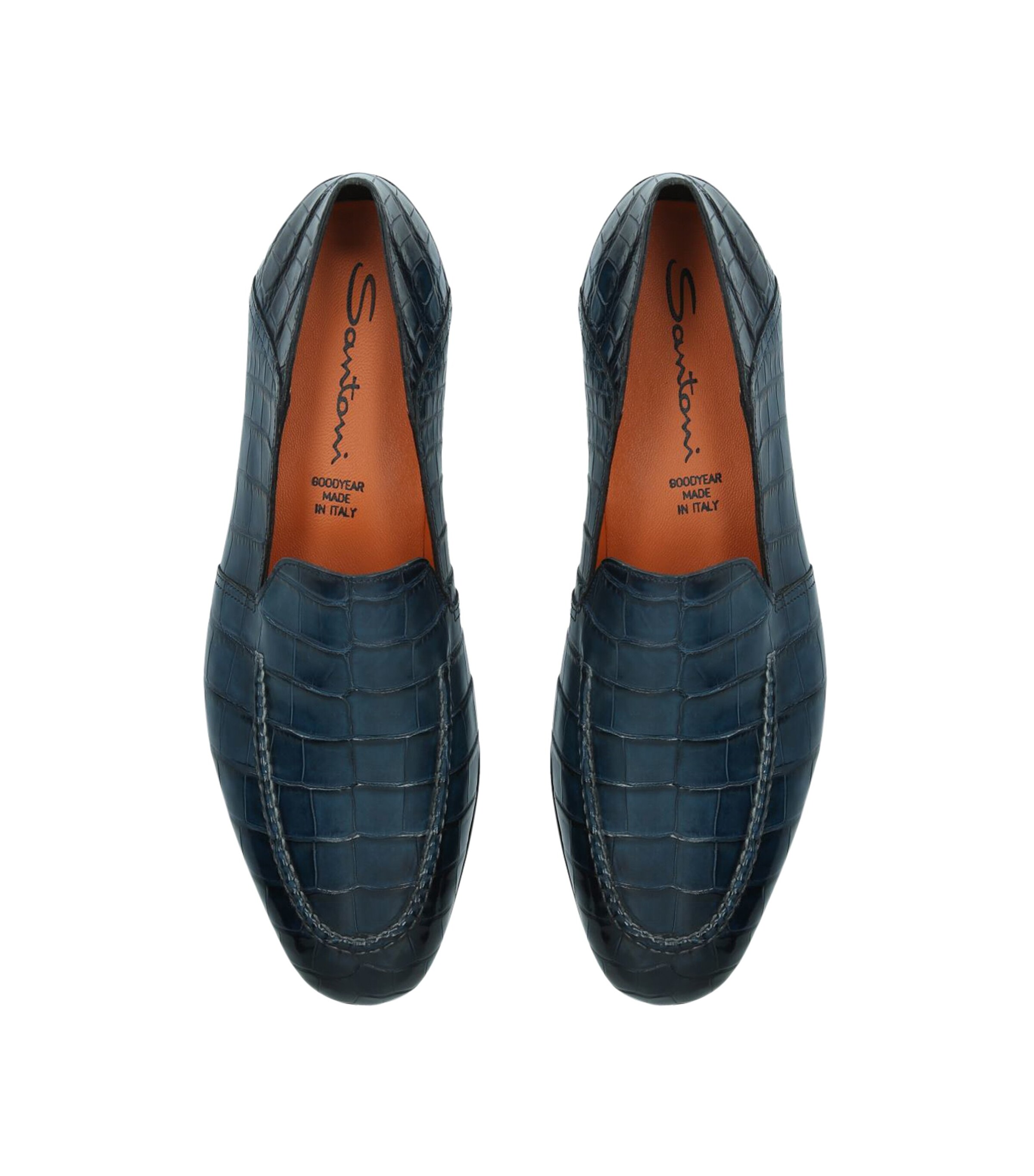 Santoni Mens Crocodile Carlos Loafers Navy Image 4