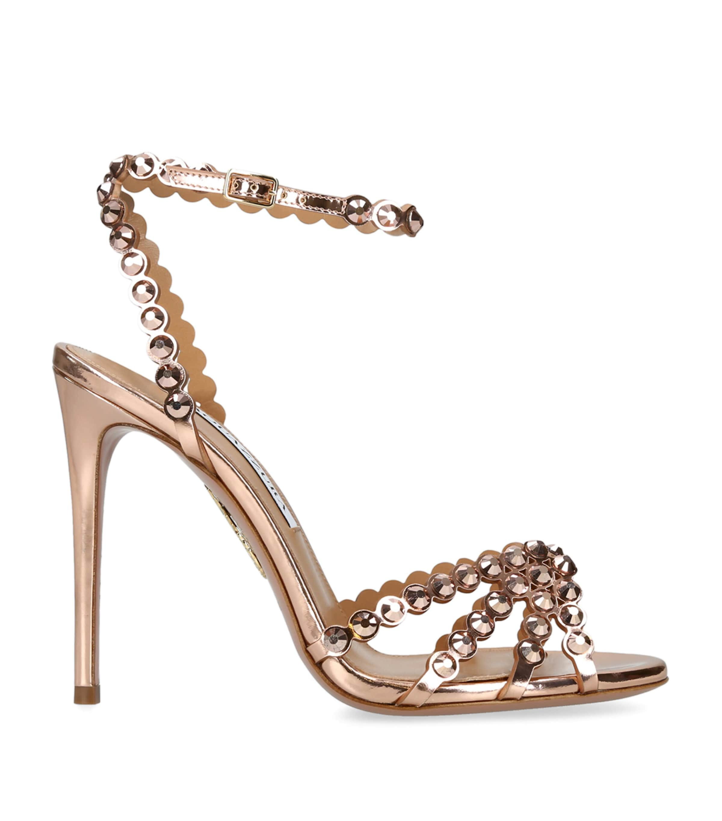 Shop Aquazzura Leather Tequila Sandals 105 In Gold