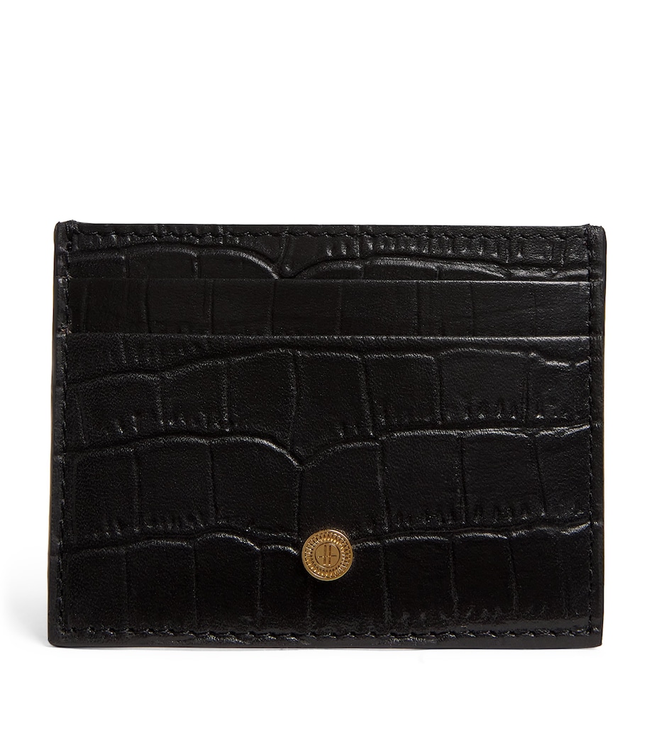 Croc-Embossed Leather Card Holder BLACK Image 1