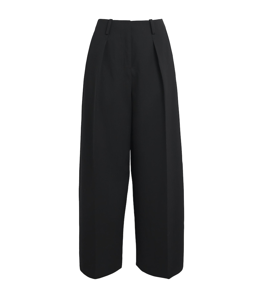Pleated Wide-Leg Trousers BLACK Image 1
