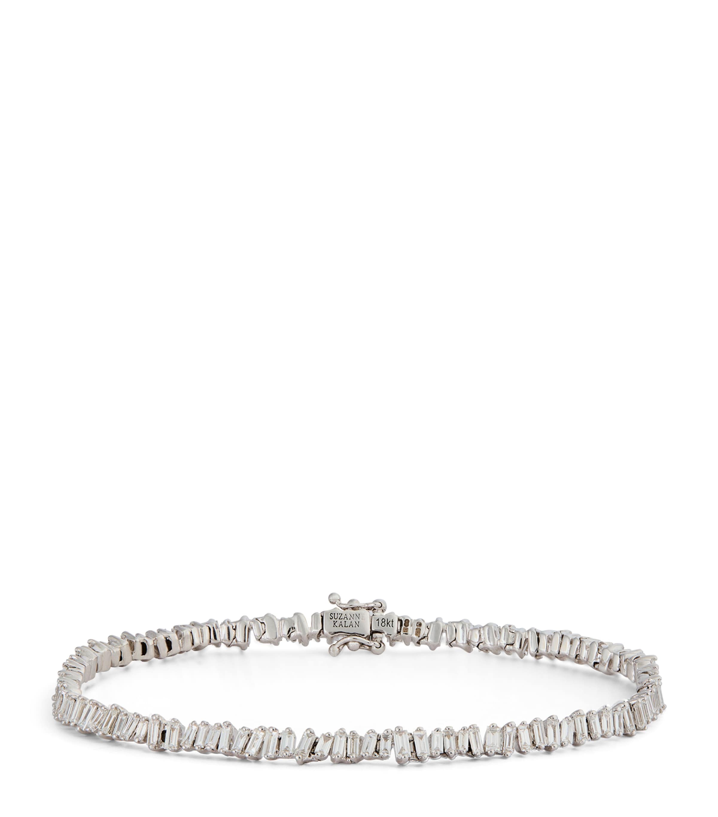 Suzanne Kalan White Gold And Diamond Fireworks Three-row Tennis Bracelet In White