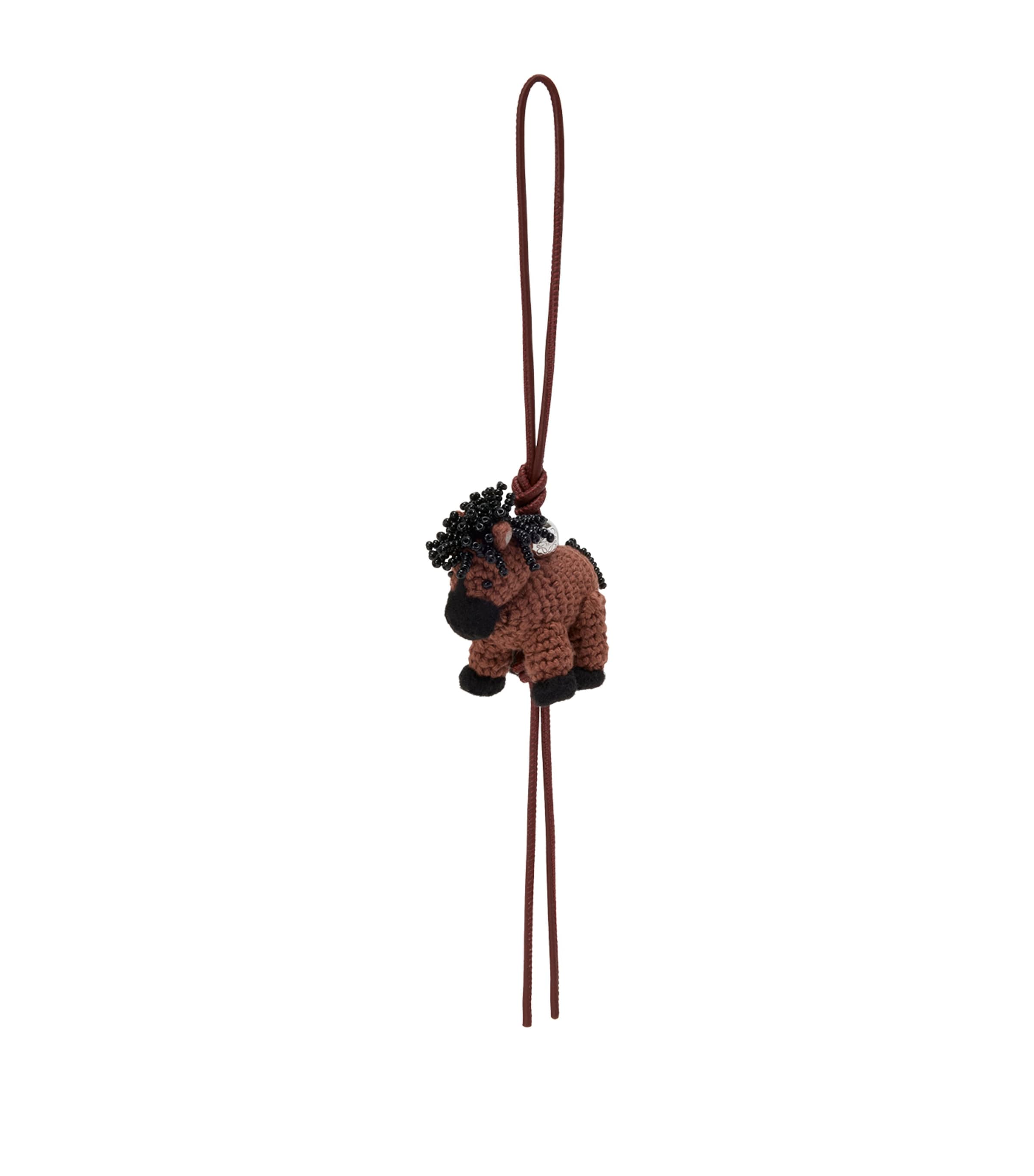 Loewe Felt Horse Bag Charm In Brown