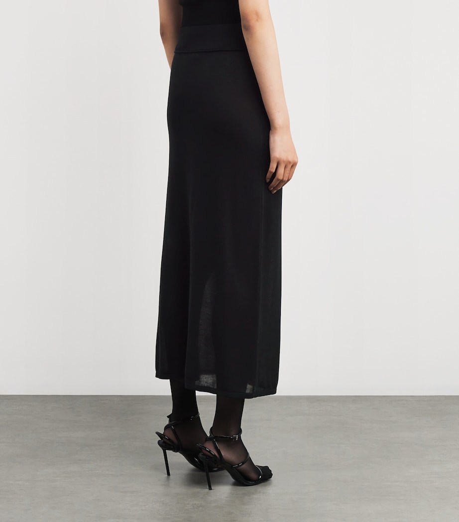 Semi-Sheer Midi Skirt 001 BLACK Image 4