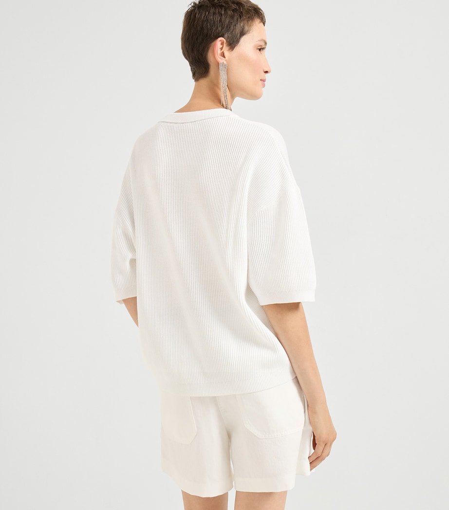 Brunello Cucinelli Womens Cotton Cropped-Sleeve Sweater Image 5