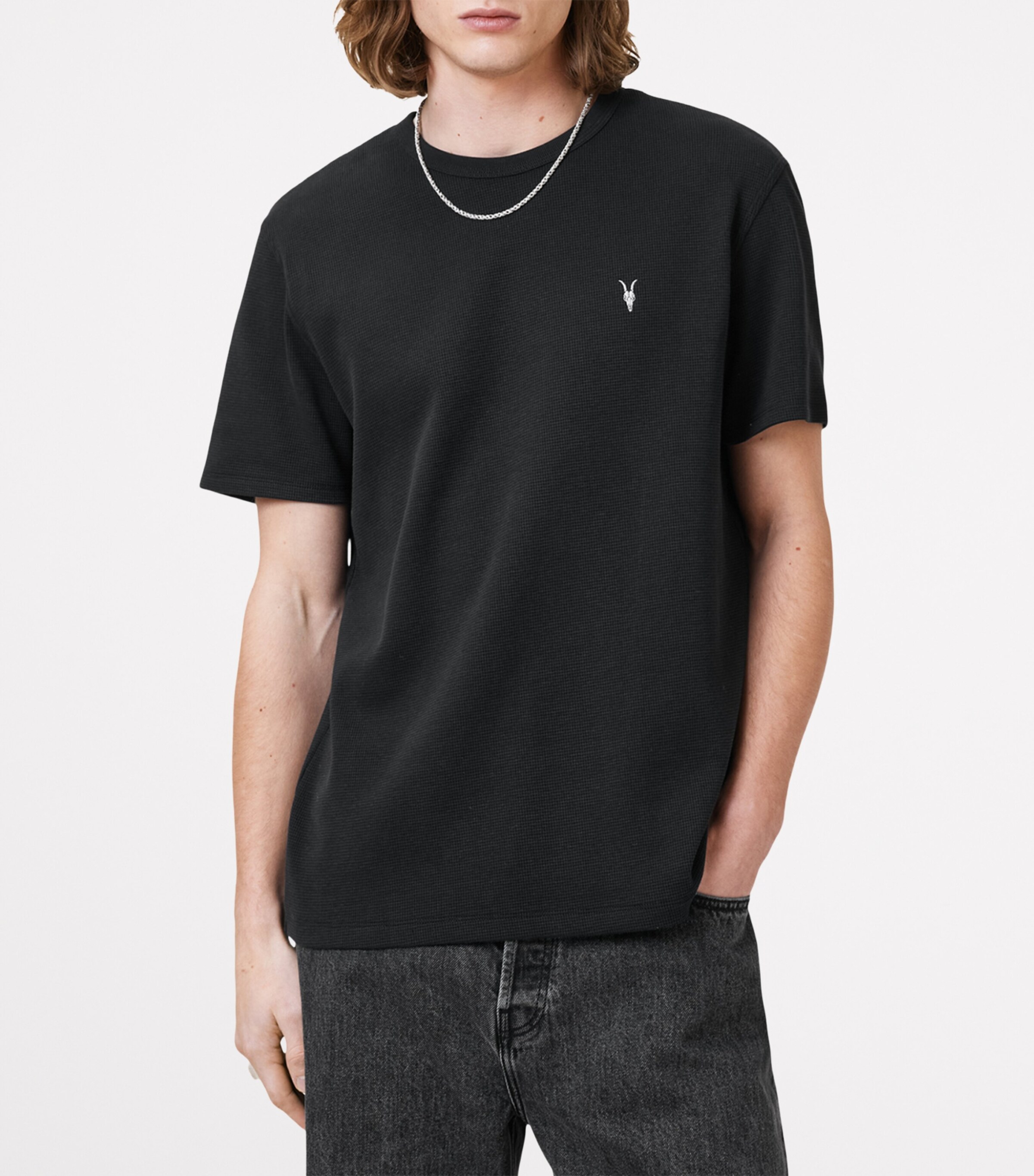 AllSaints Mens Organic Cotton Ellis T-Shirt Jet Black Image 4