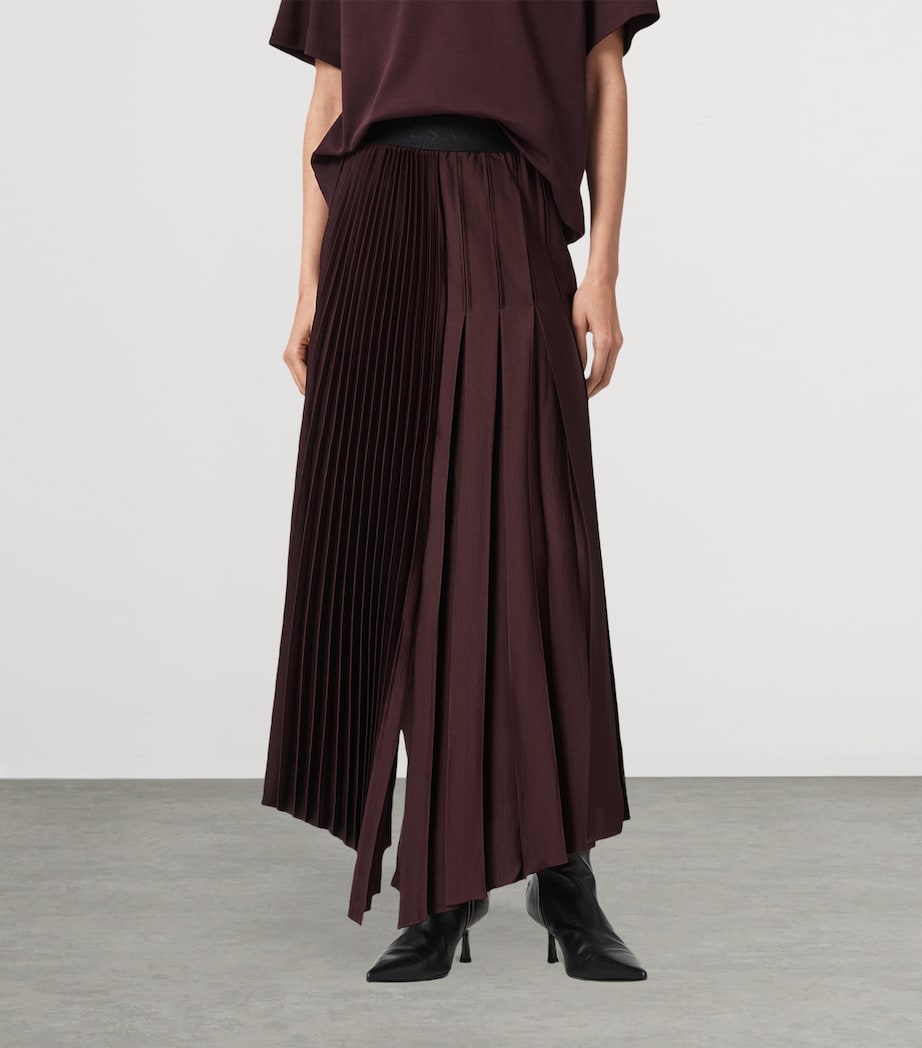 AllSaints Womens Pleated Jax Skirt Oxblood Red Image 5