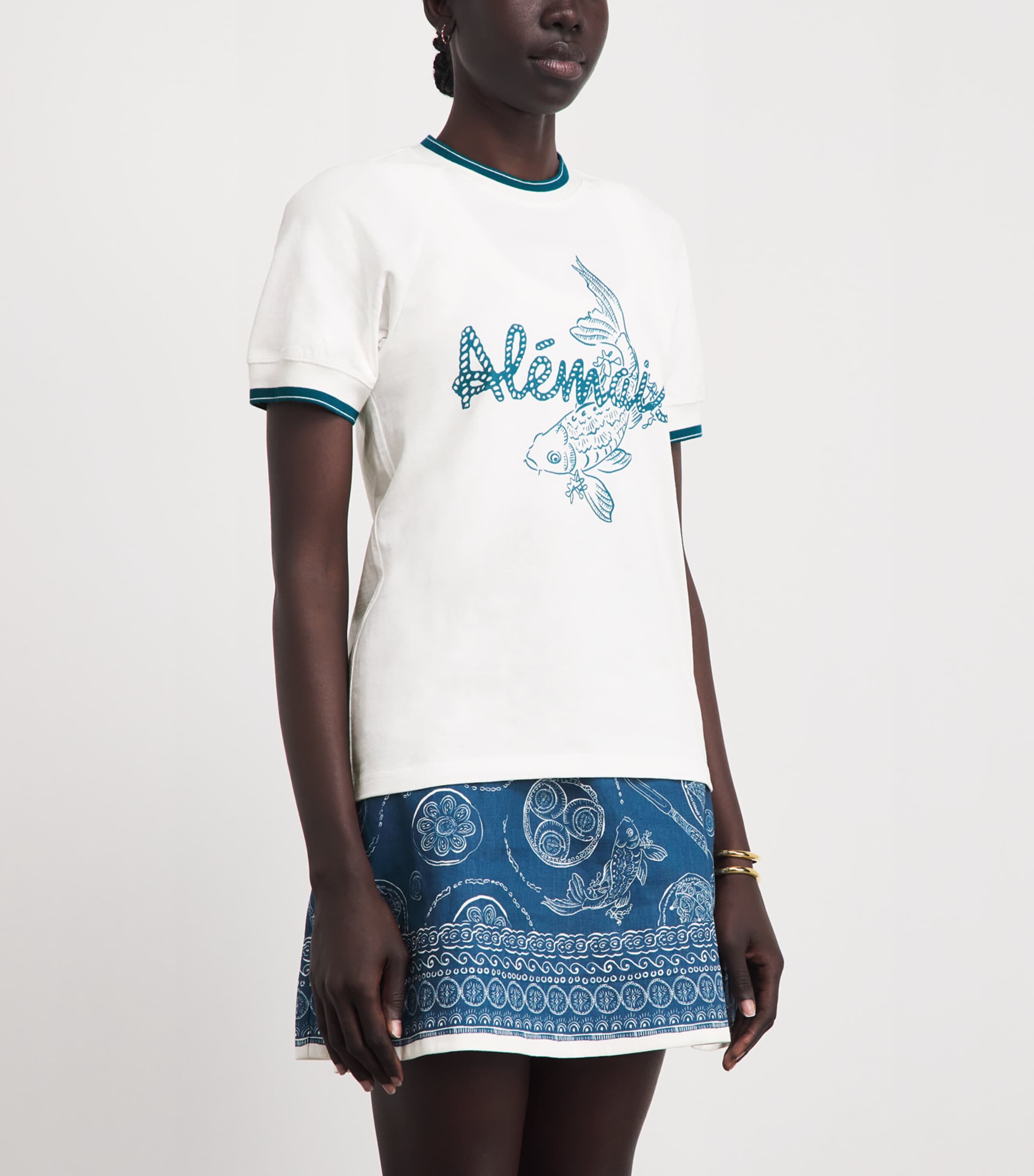 ALEMAIS Womens Cotton Lucky T-Shirt Cream Image 4
