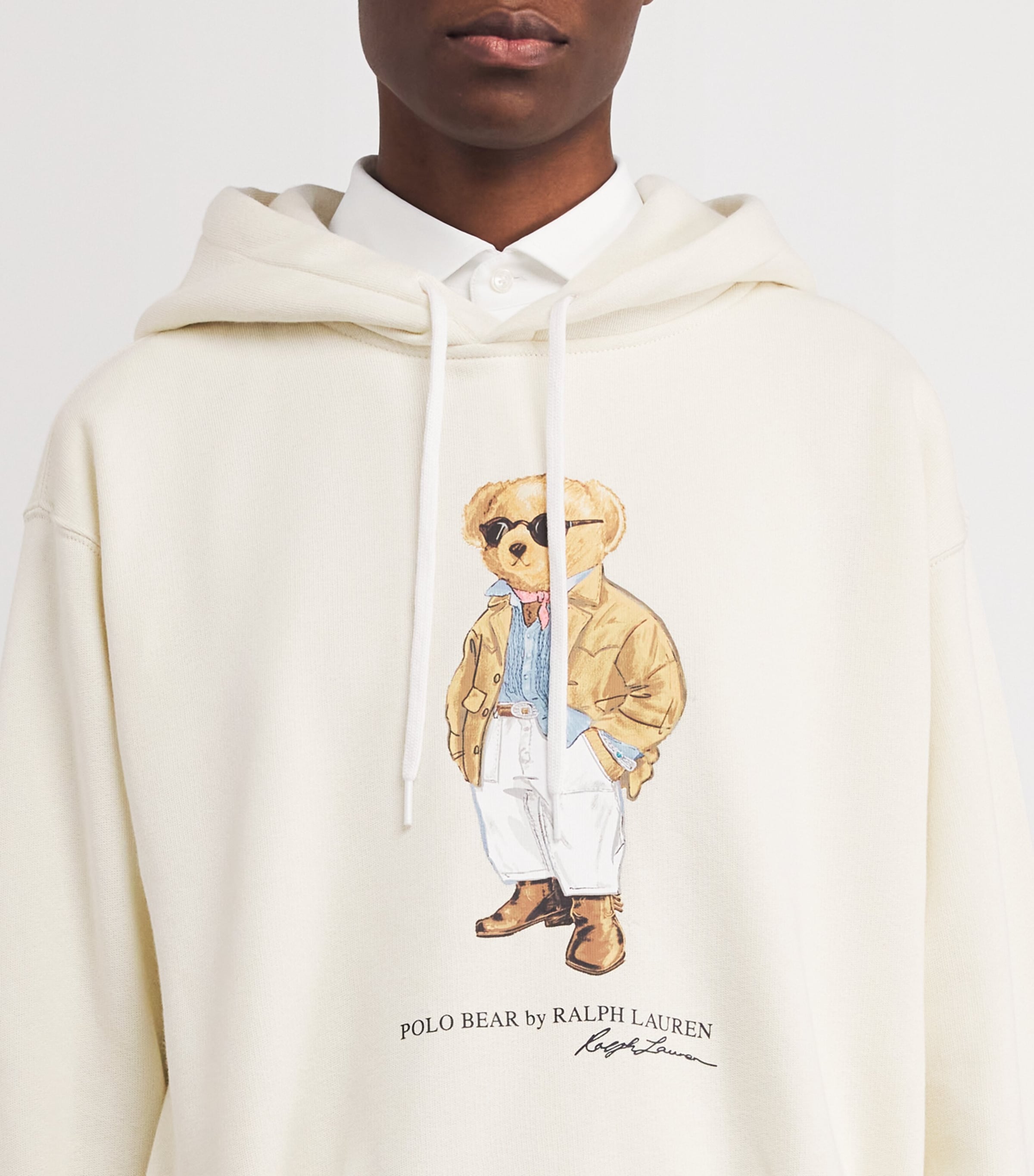 Cotton-Blend Polo Bear Hoodie PARCHMENT CREAM Image 6