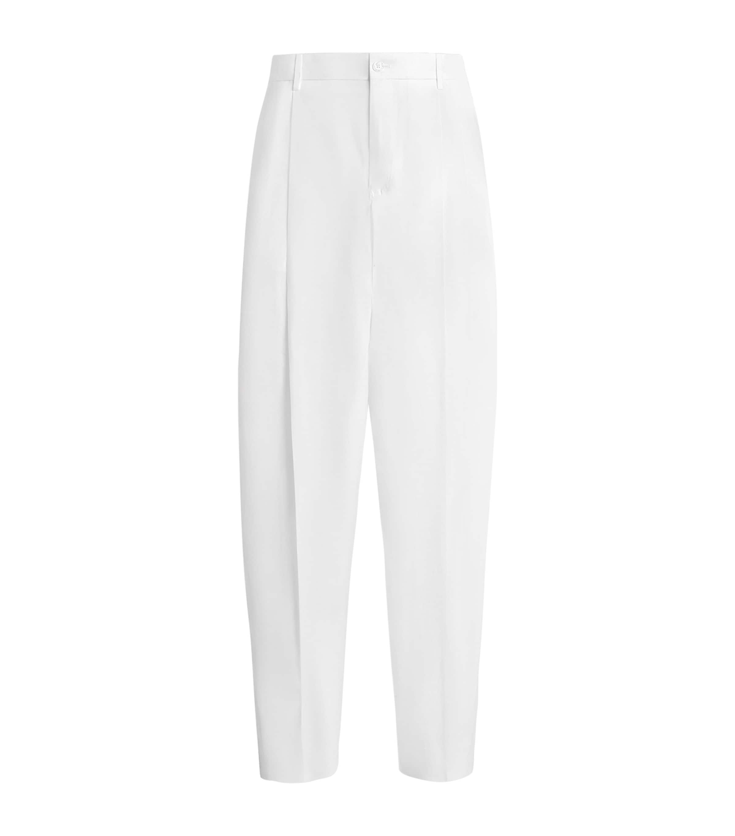Dolce&Gabbana Mens Linen Tailored Trousers Optical White Image 1