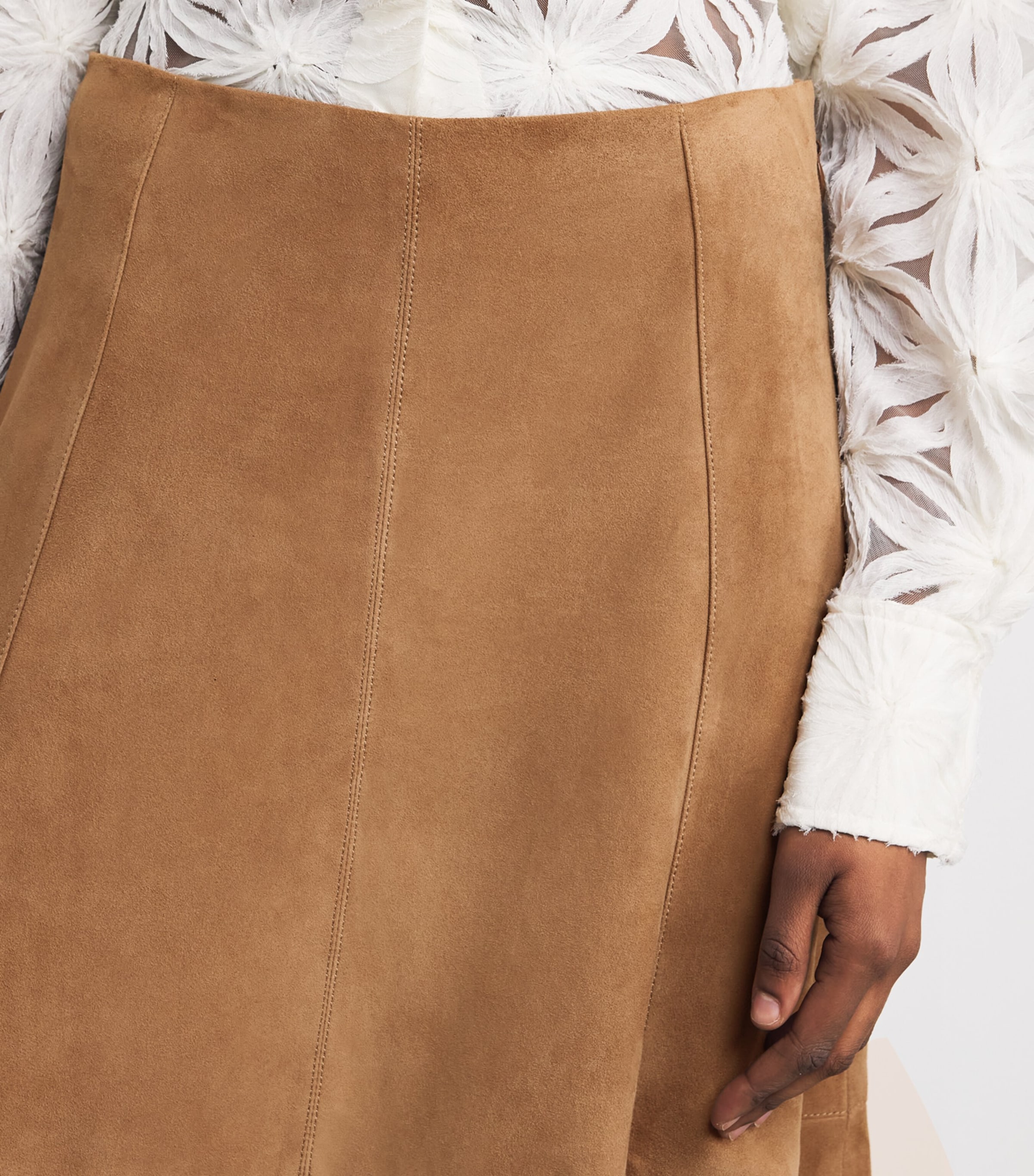 Suede Bonnie Midi Skirt CAMEL Image 6