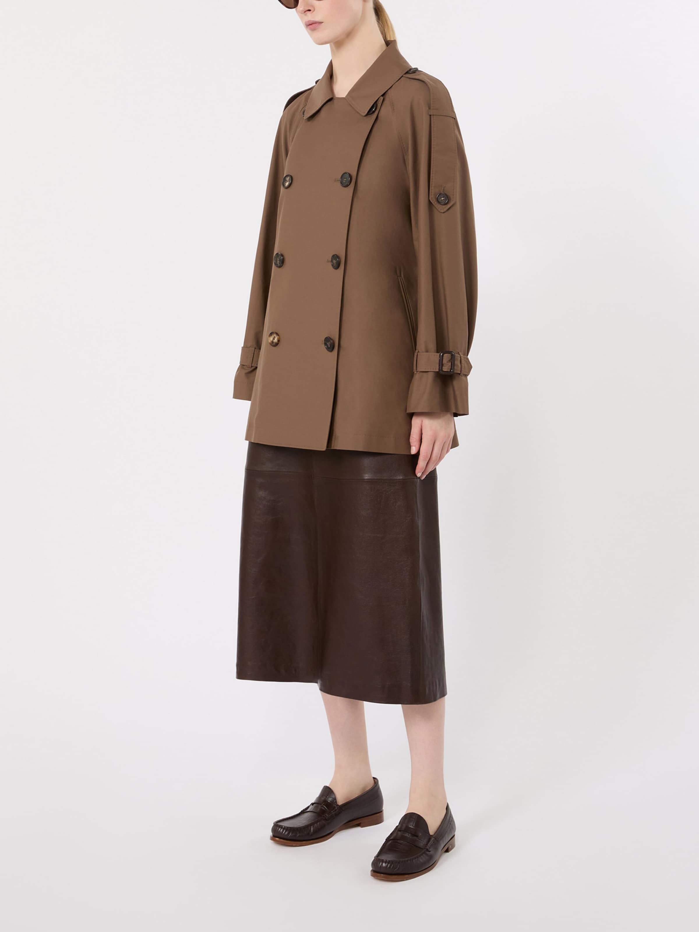 Max Mara Womens Water-Repellent Short Trench Coat Brown Image 2